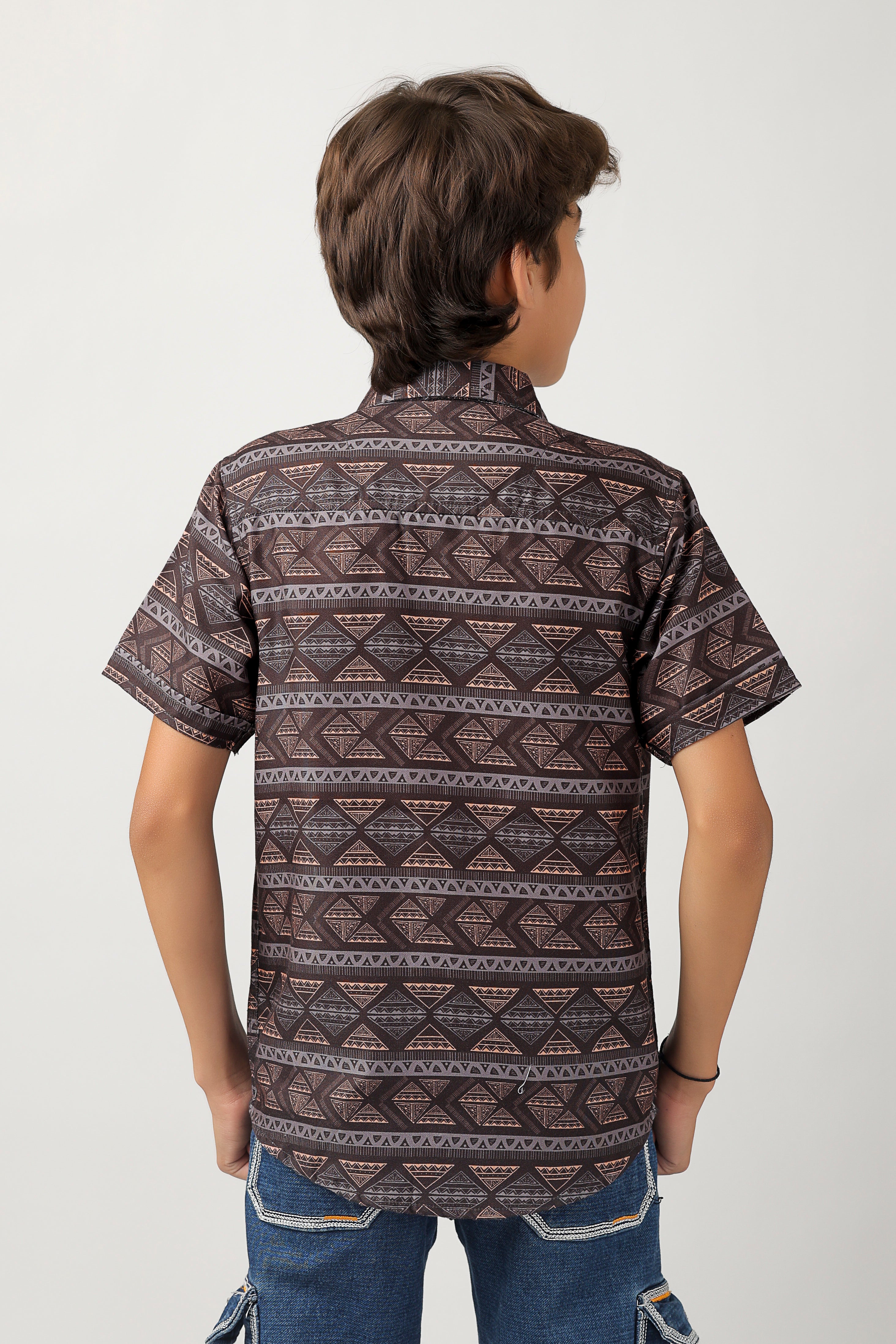 Boys' short sleeve, over-all printed shirt