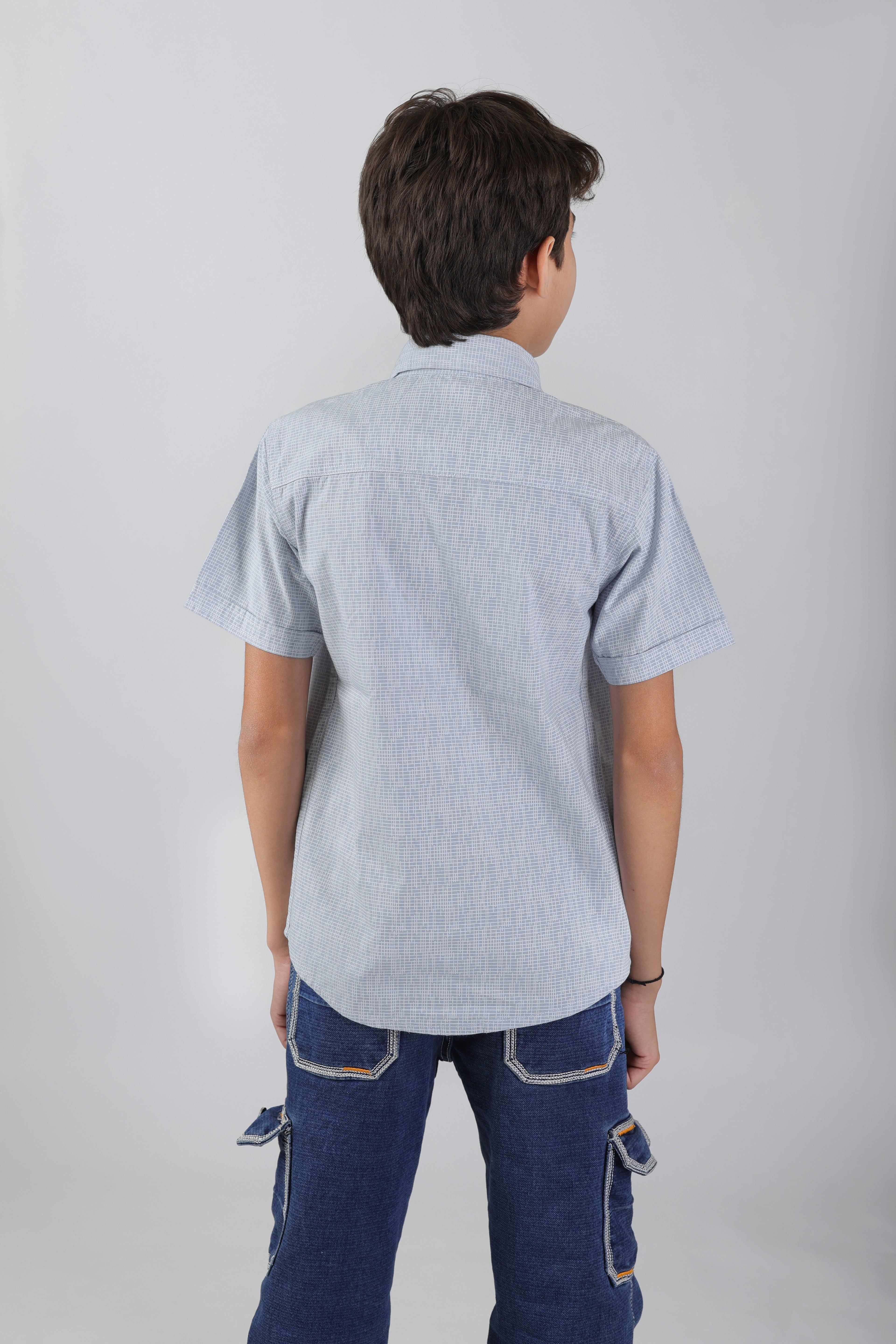 Boys' classic collar, double pocket, short sleeve shirt