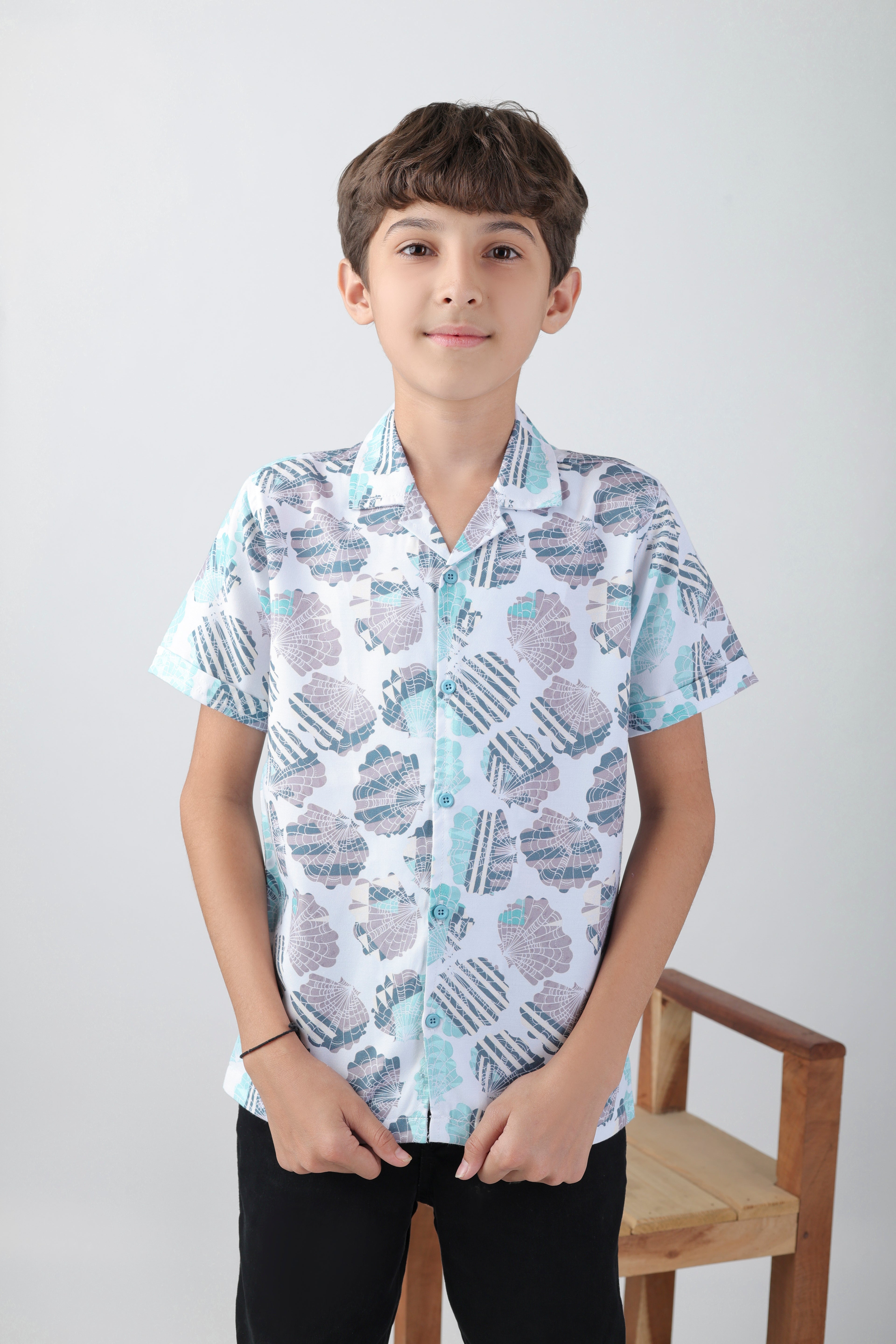 All- over printed camp collar shirt