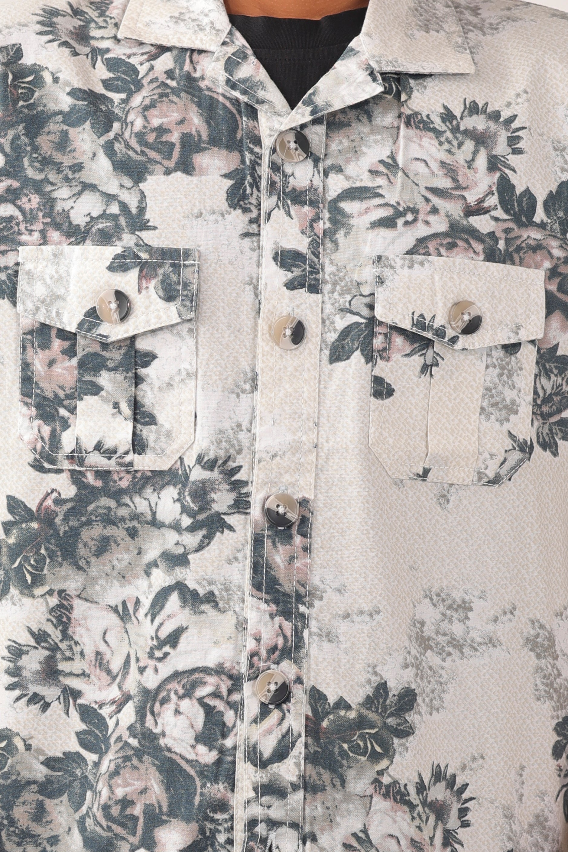 Boys' sleeveless over-shirt with over-all floral print