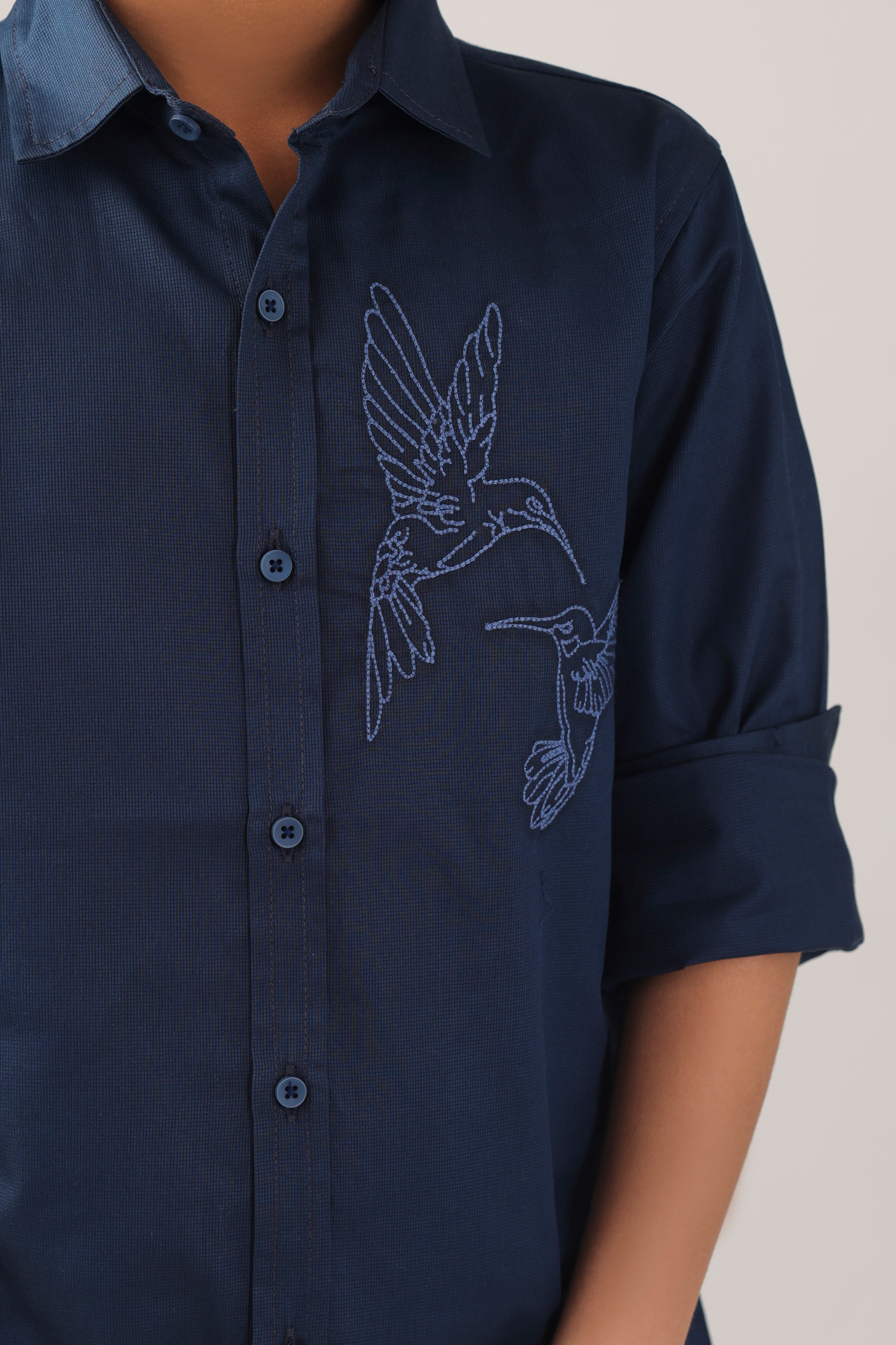 Classic button-down boys' shirt with embroidered motif