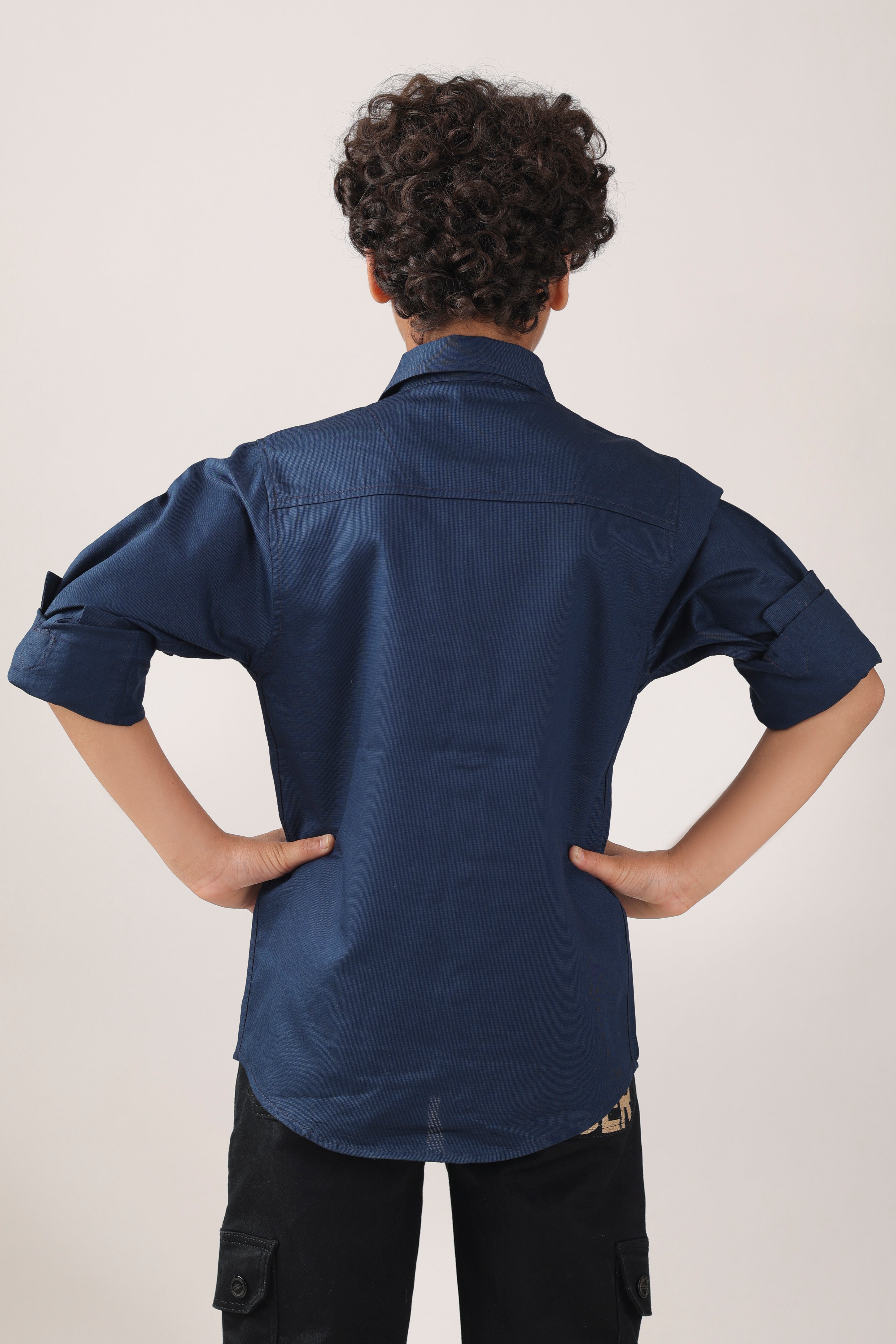 Classic button-down boys' shirt with embroidered motif