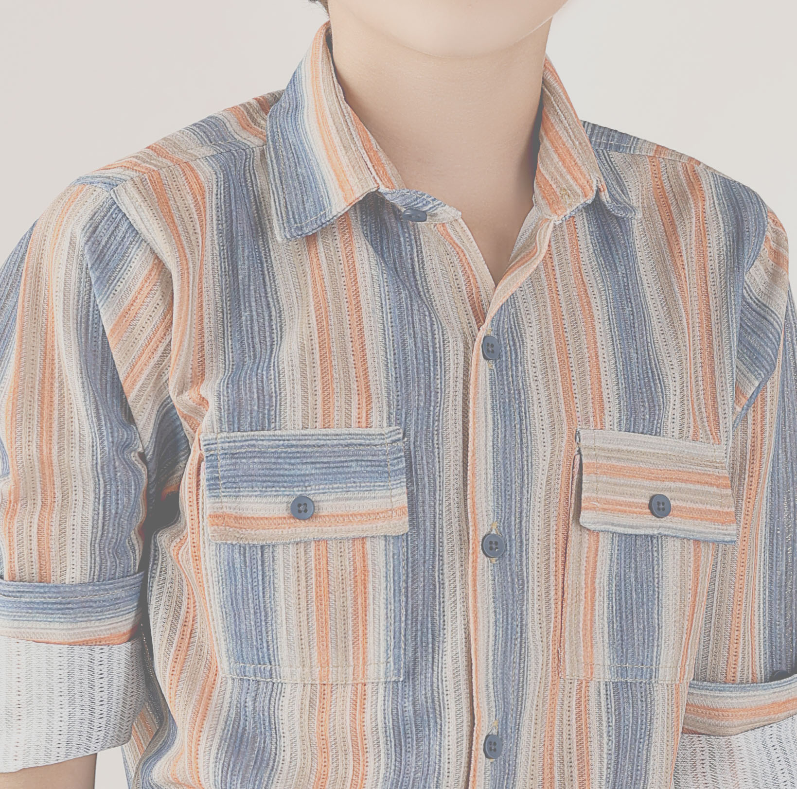 Printed shirt with bold vertical stripes