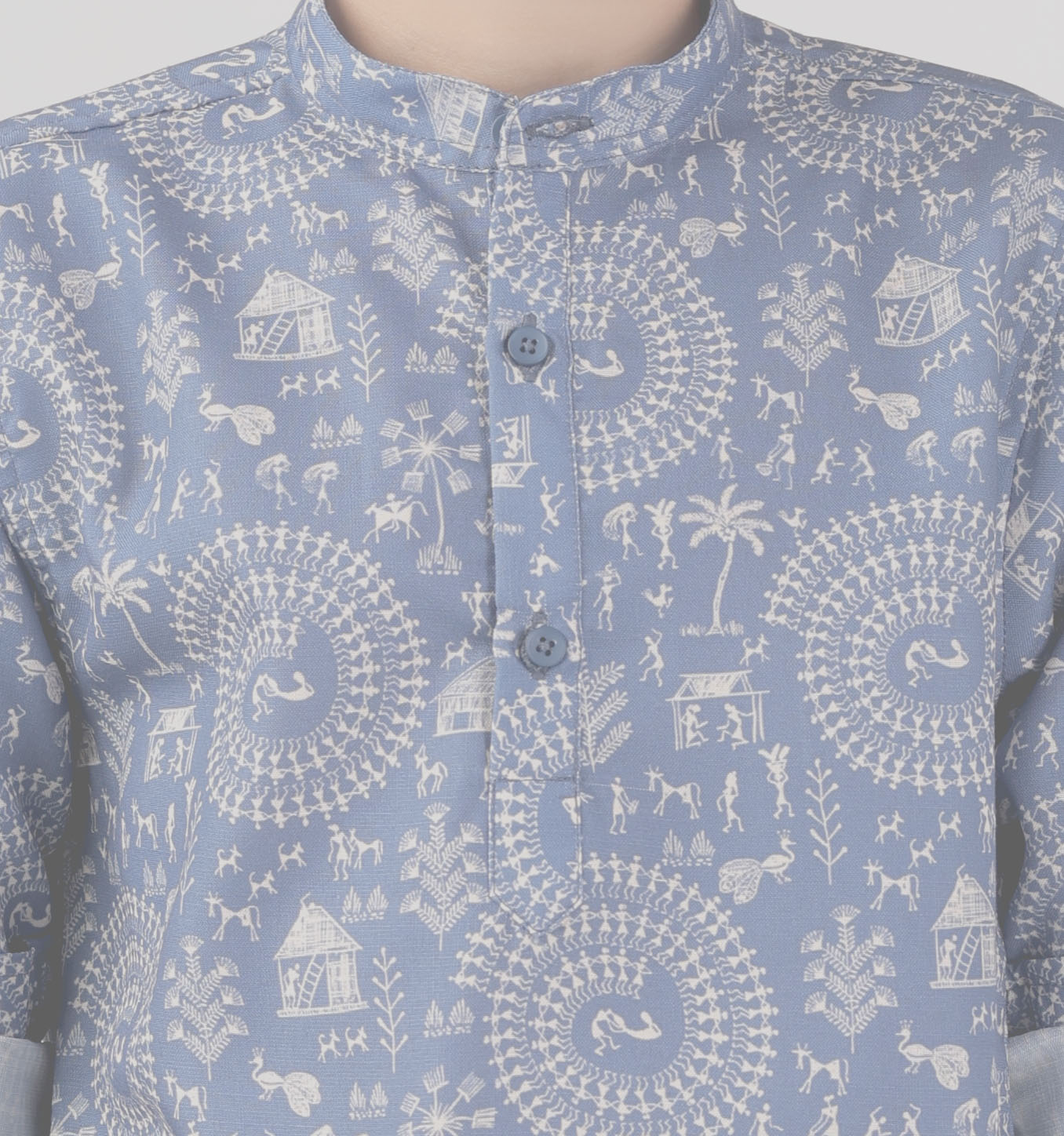 Stylish kurta with intricate white ethnic motifs