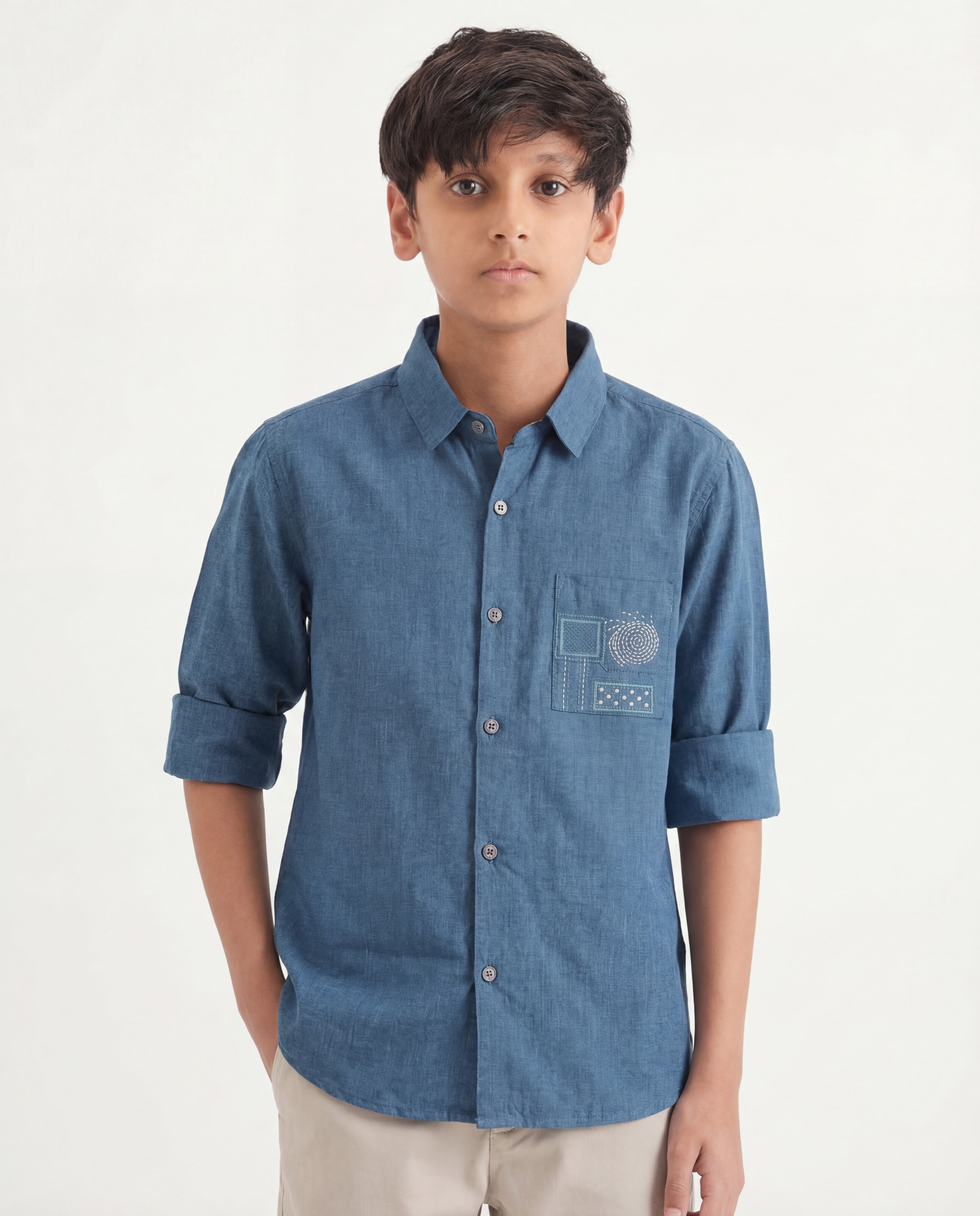 Geometric pattern Embroidered Shirt