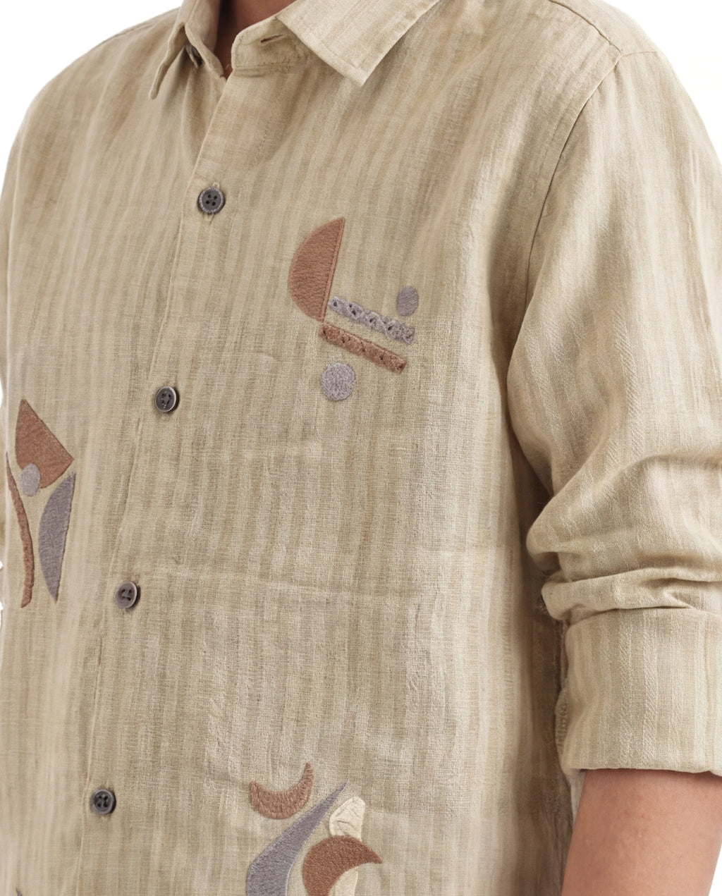 Abstract embroidery textured shirt