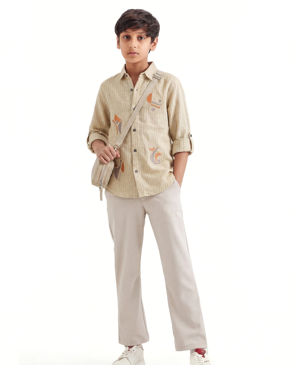 Abstract embroidery textured shirt