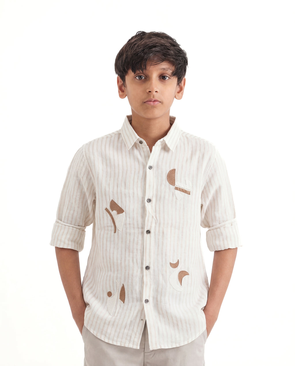 Abstract embroidery textured shirt
