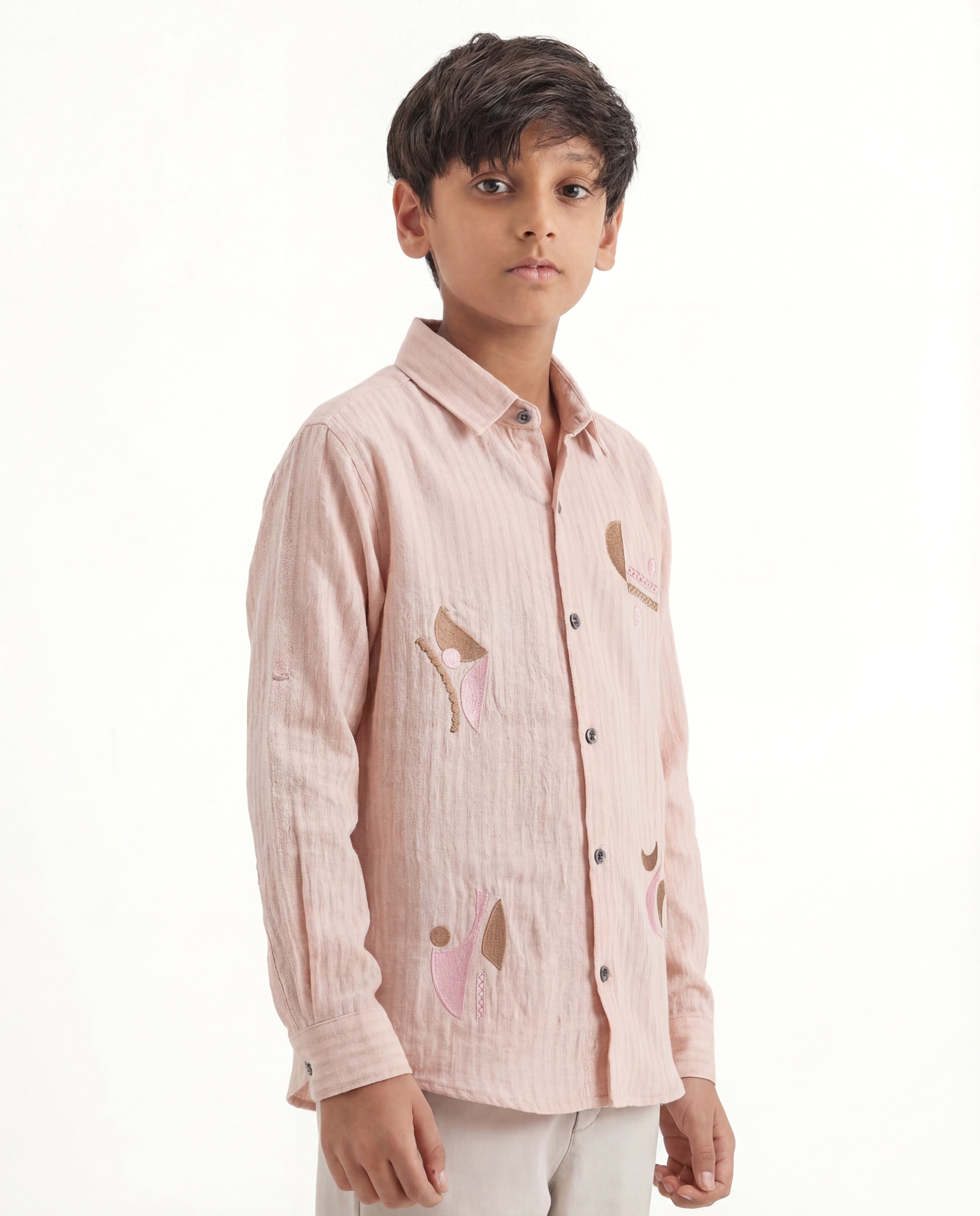 Abstract embroidery textured shirt