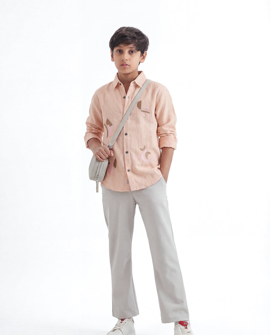 Abstract embroidery textured shirt