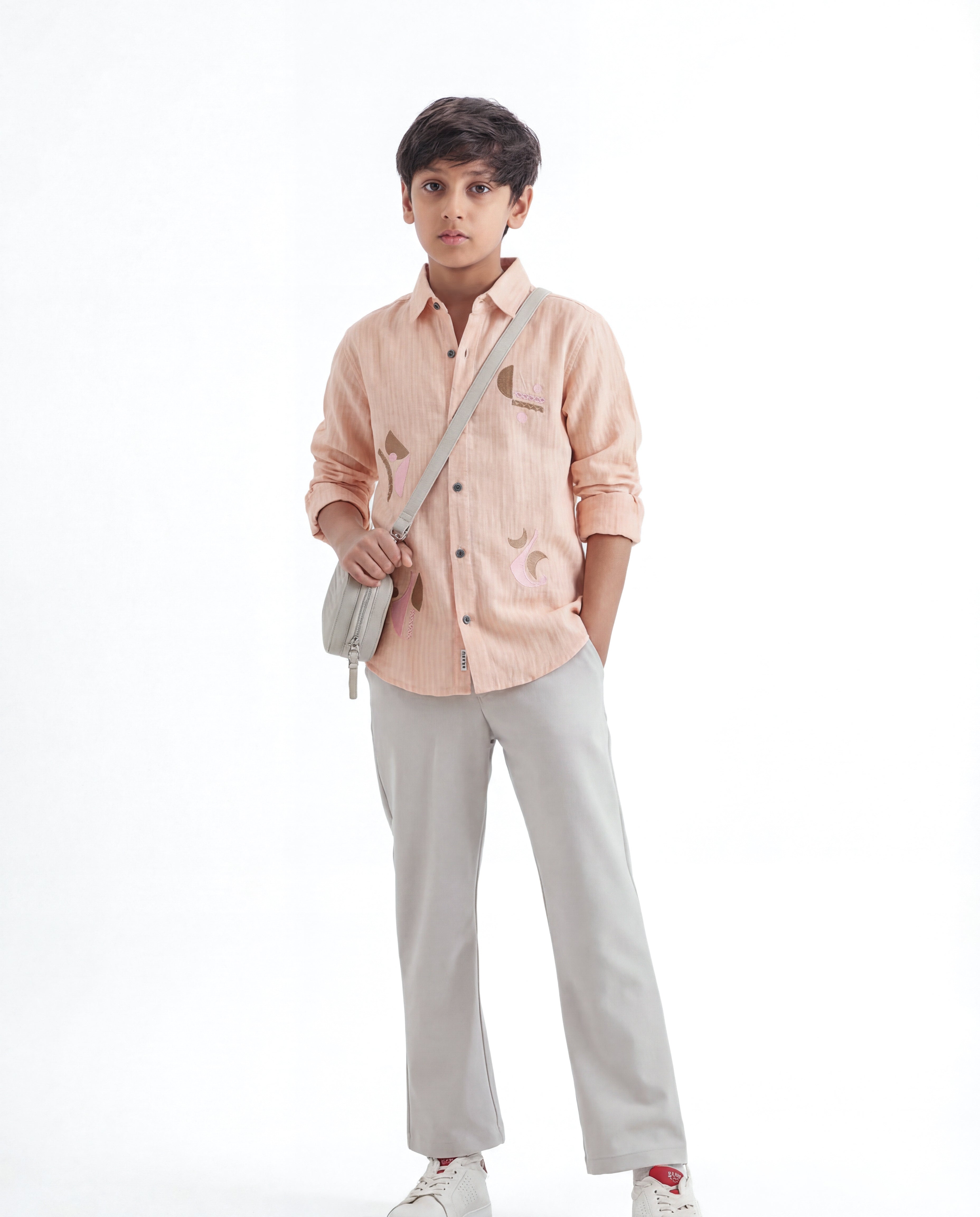 Abstract embroidery textured shirt