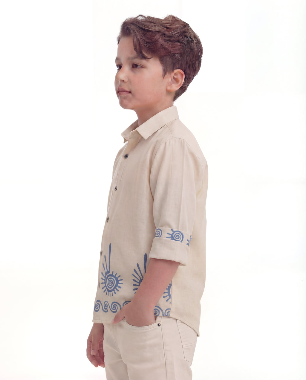 Spiral Motif Textured Shirt