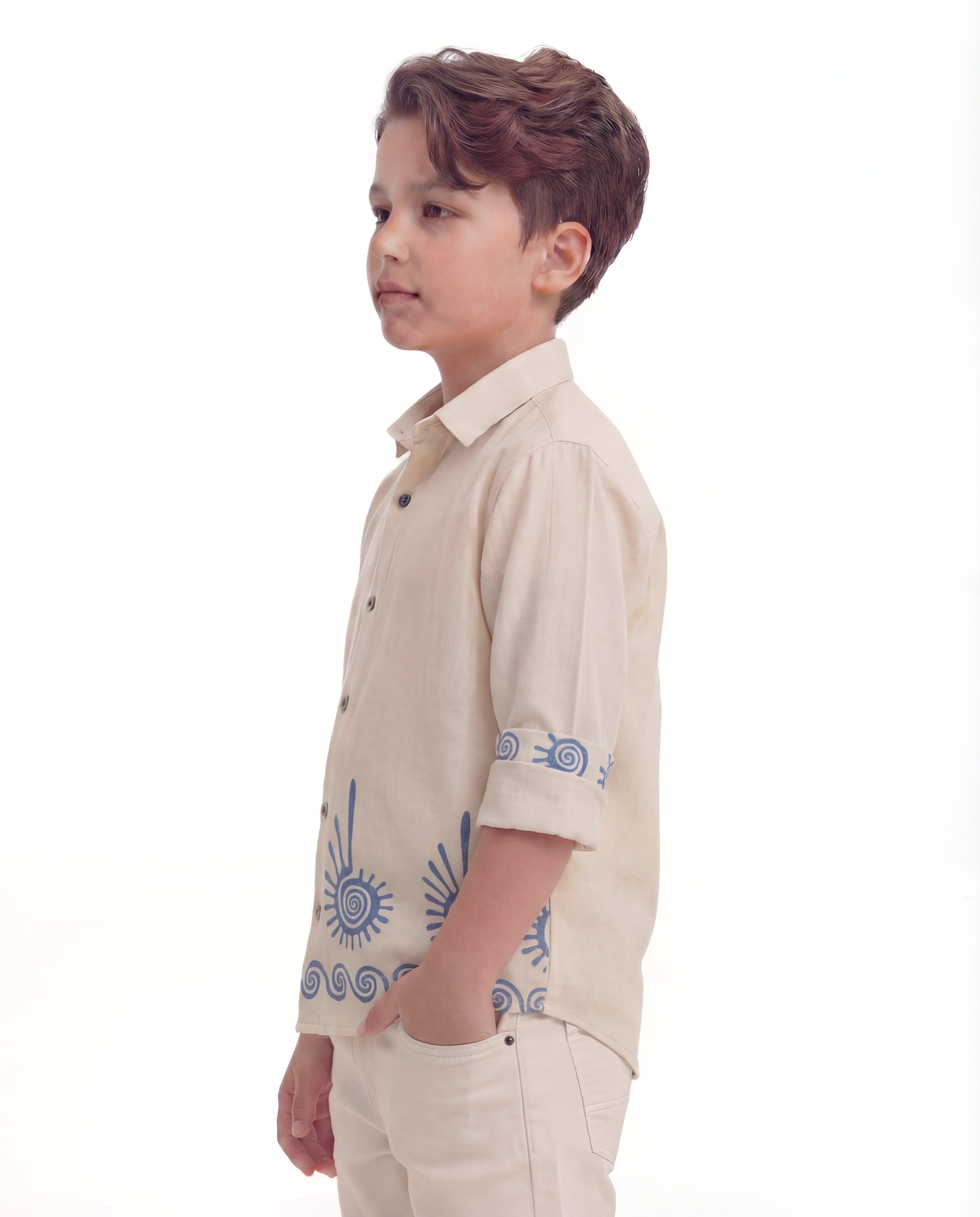 Spiral Motif Textured Shirt