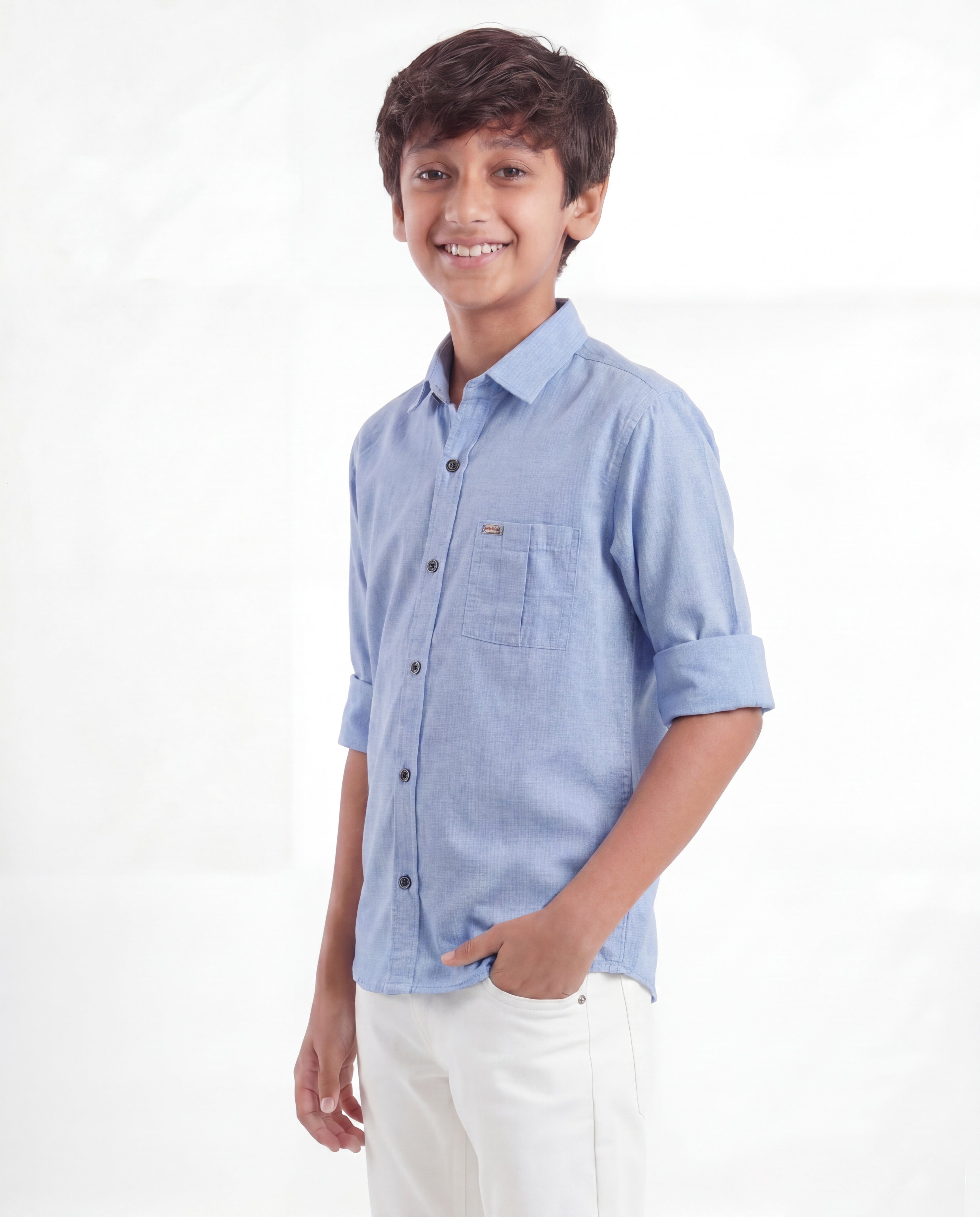 Boys Textured Cotton Shirt