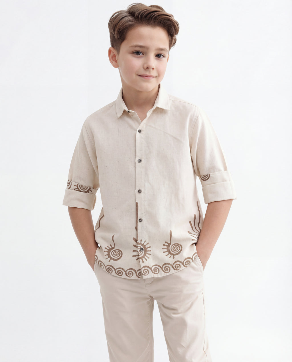 Spiral Motif Textured Shirt