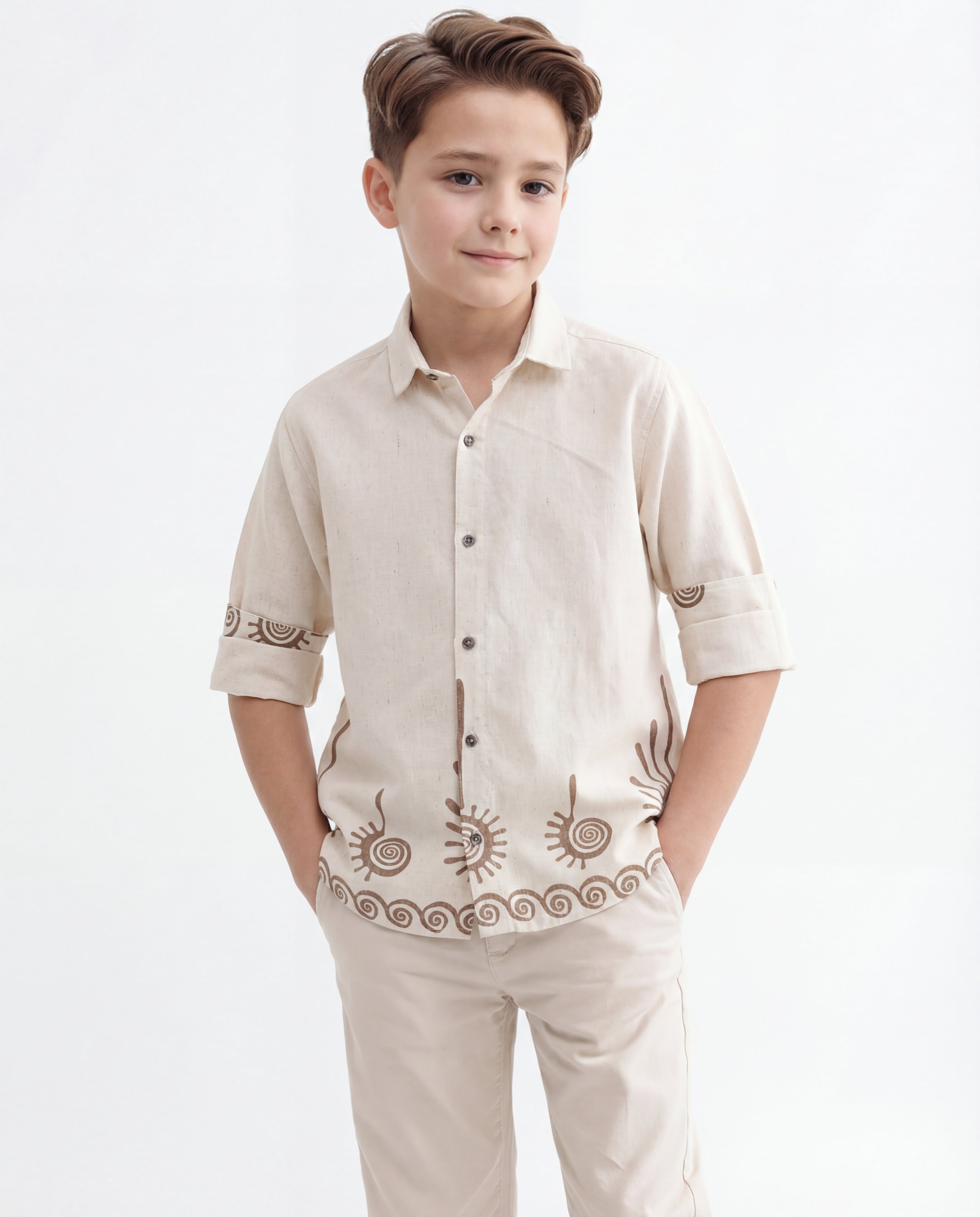 Spiral Motif Textured Shirt