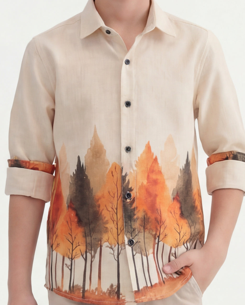 Boys Nature Print Cotton Shirt