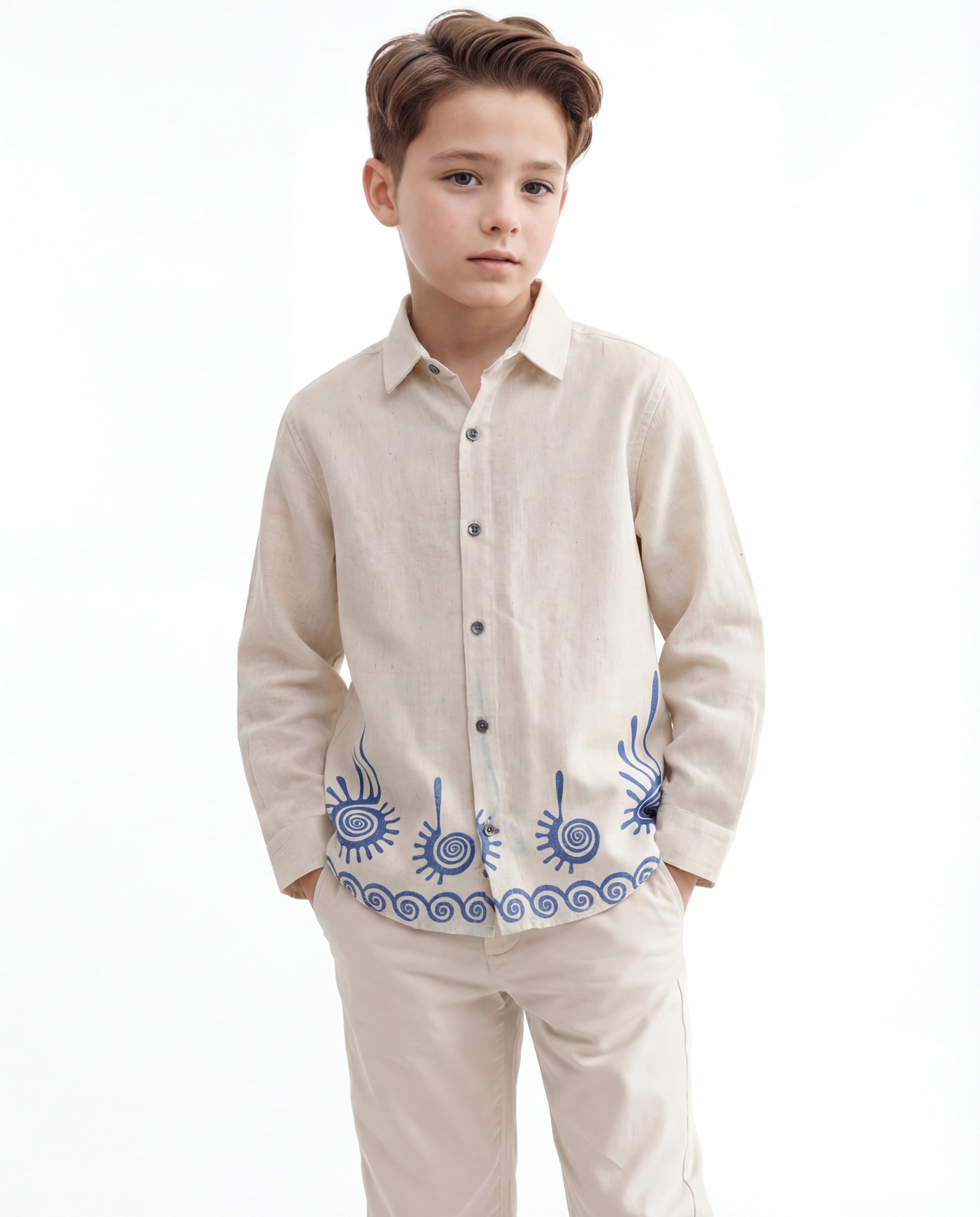 Spiral Motif Textured Shirt