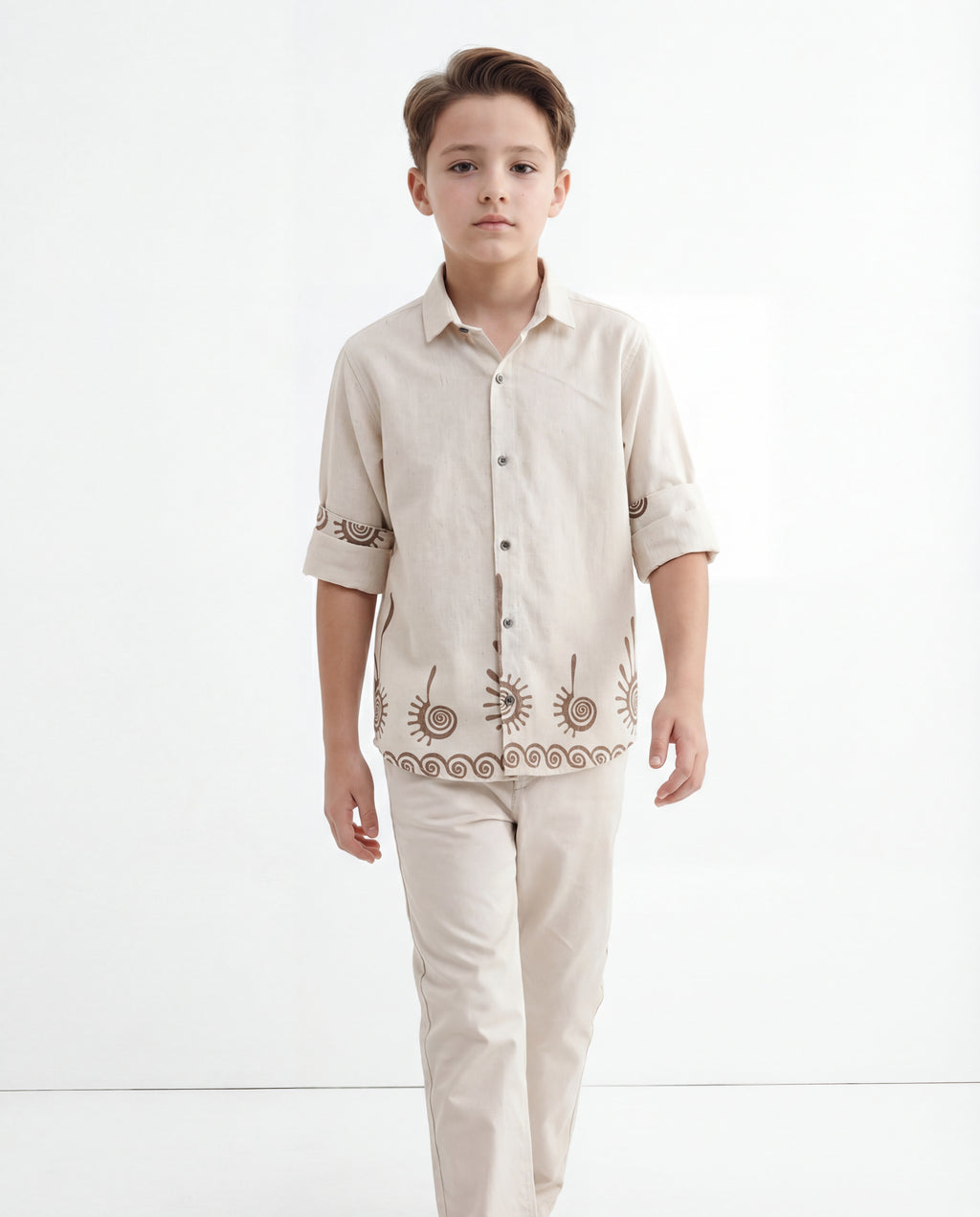 Spiral Motif Textured Shirt