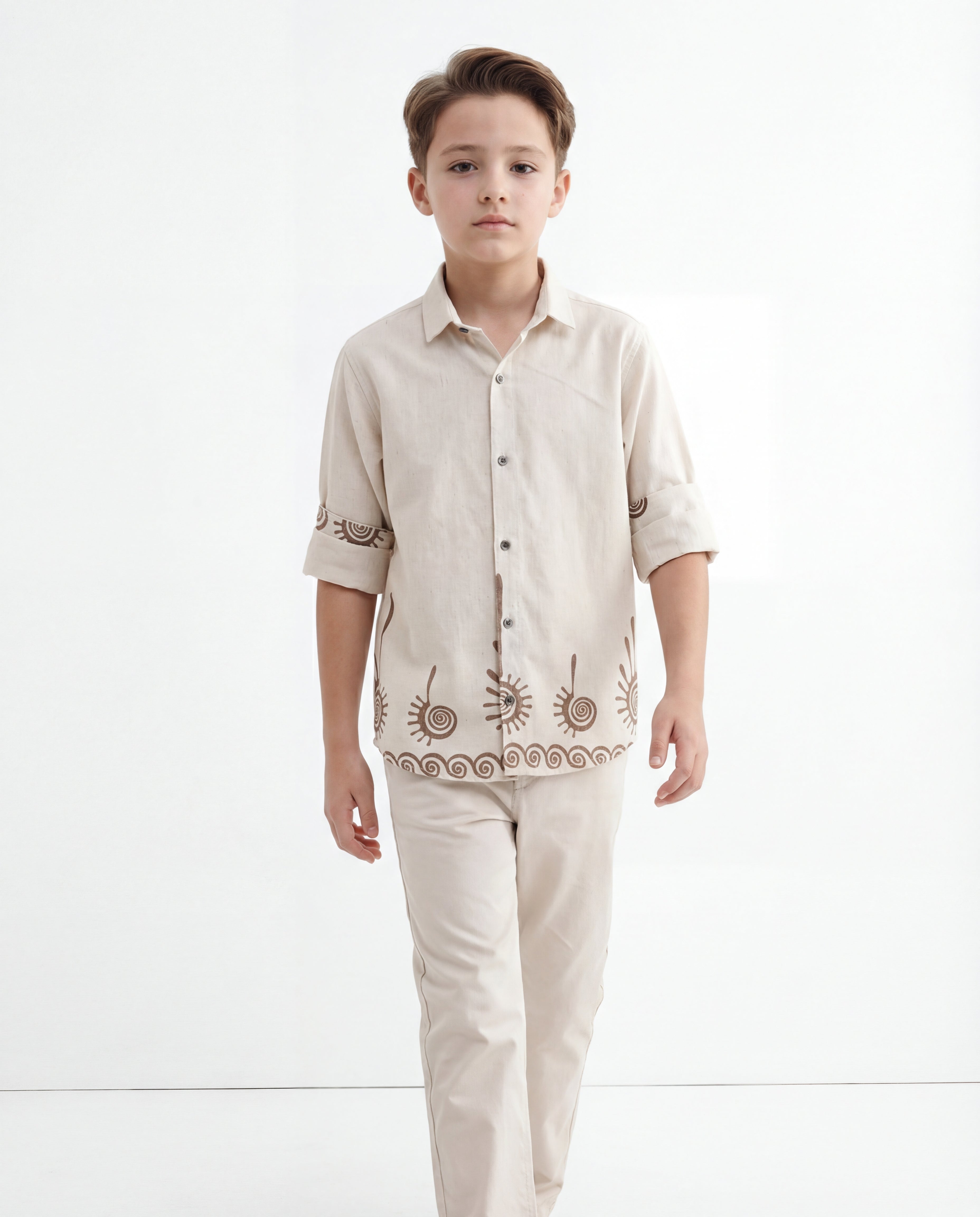 Spiral Motif Textured Shirt