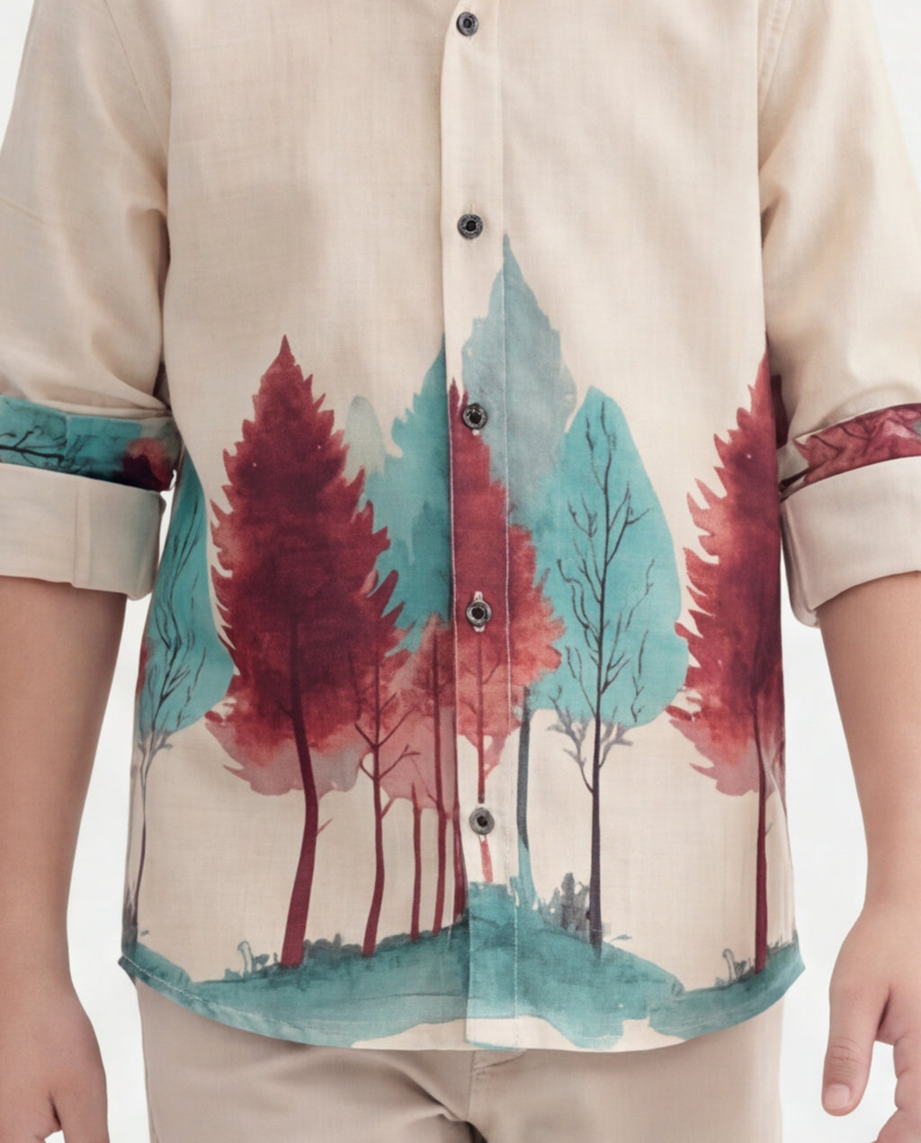 Boys Nature Print Cotton Shirt