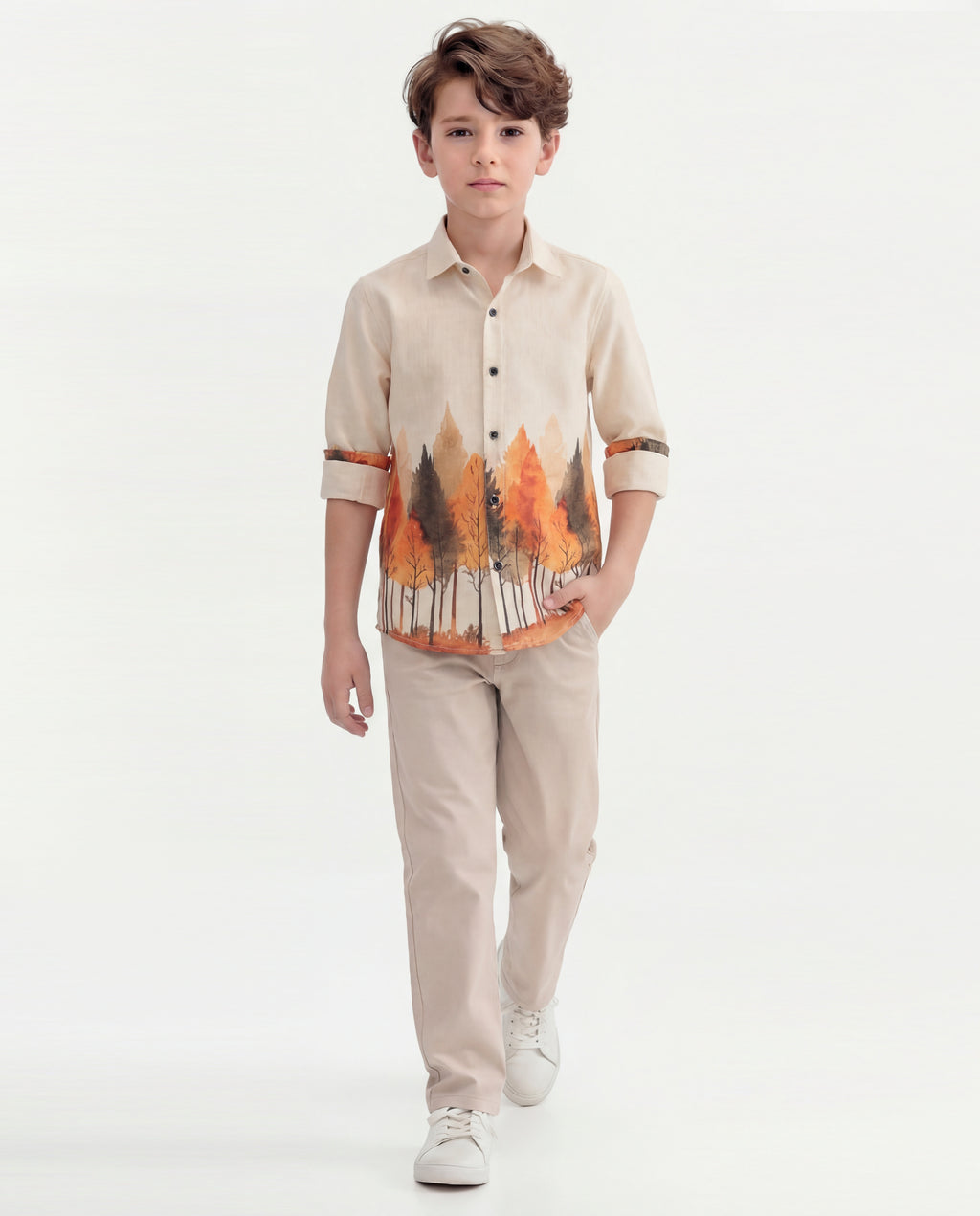 Boys Nature Print Cotton Shirt