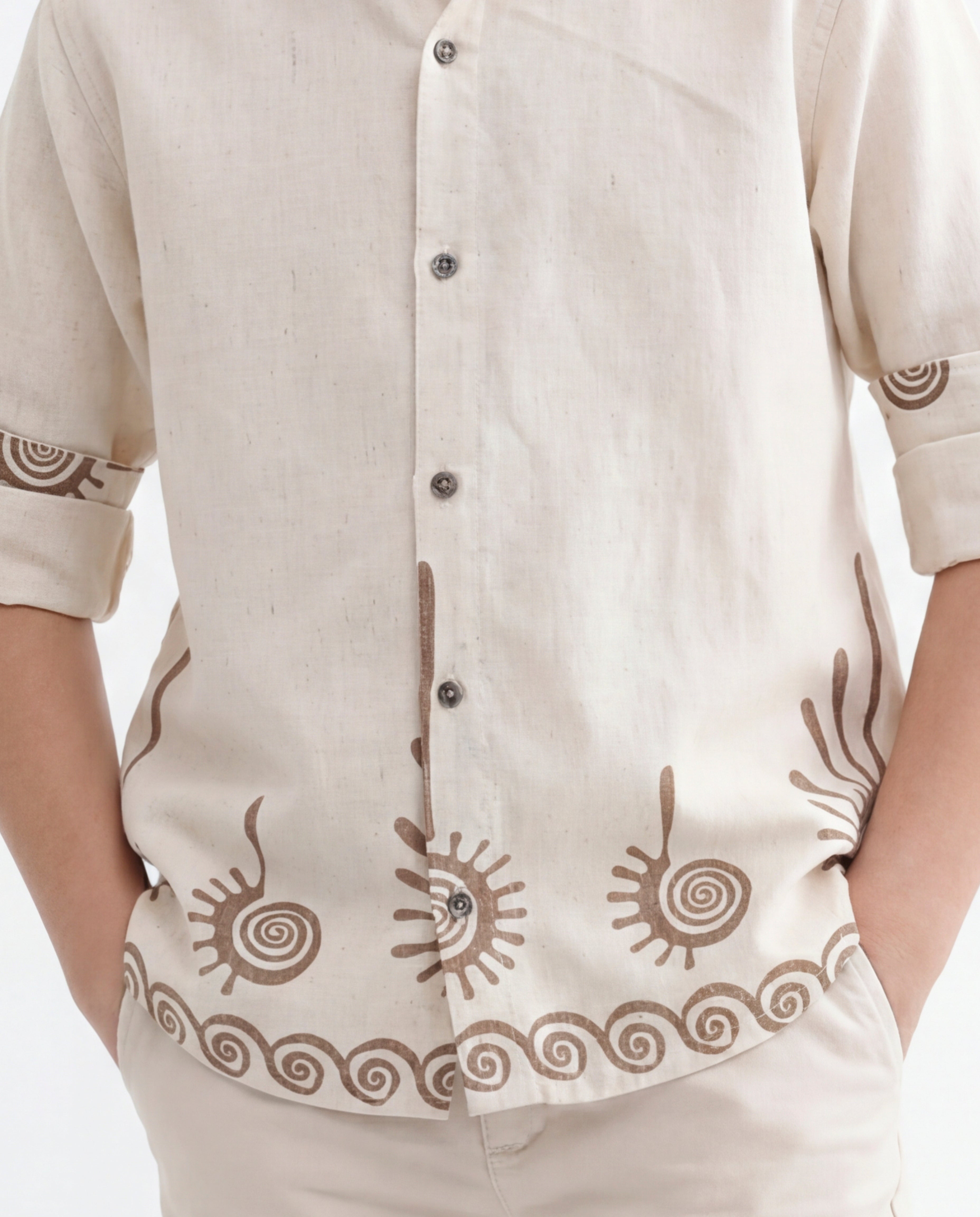 Spiral Motif Textured Shirt