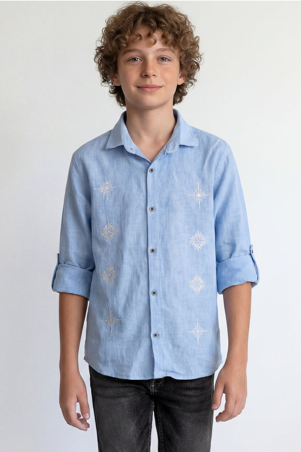 Boys' long sleeve embroidered shirt