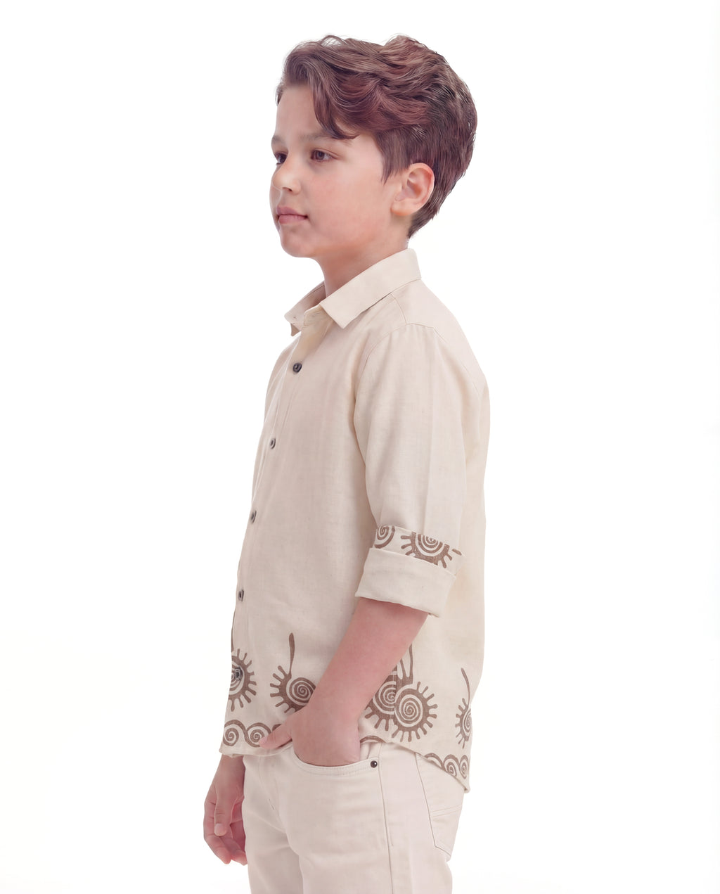 Spiral Motif Textured Shirt