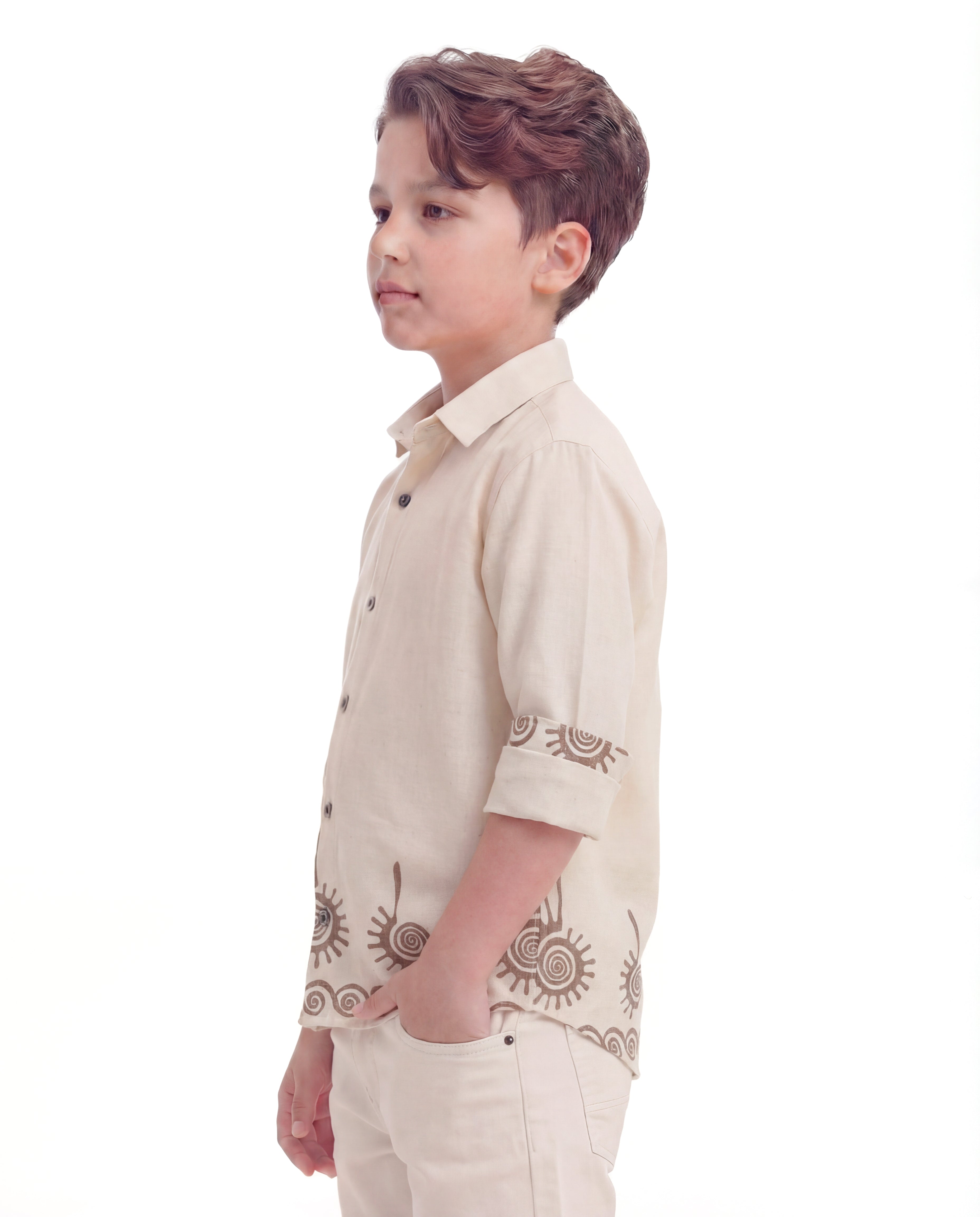 Spiral Motif Textured Shirt