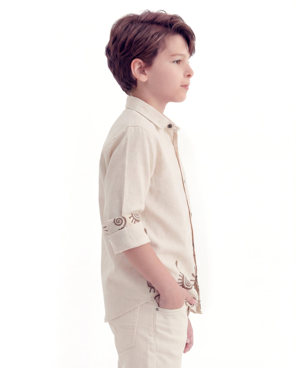 Spiral Motif Textured Shirt