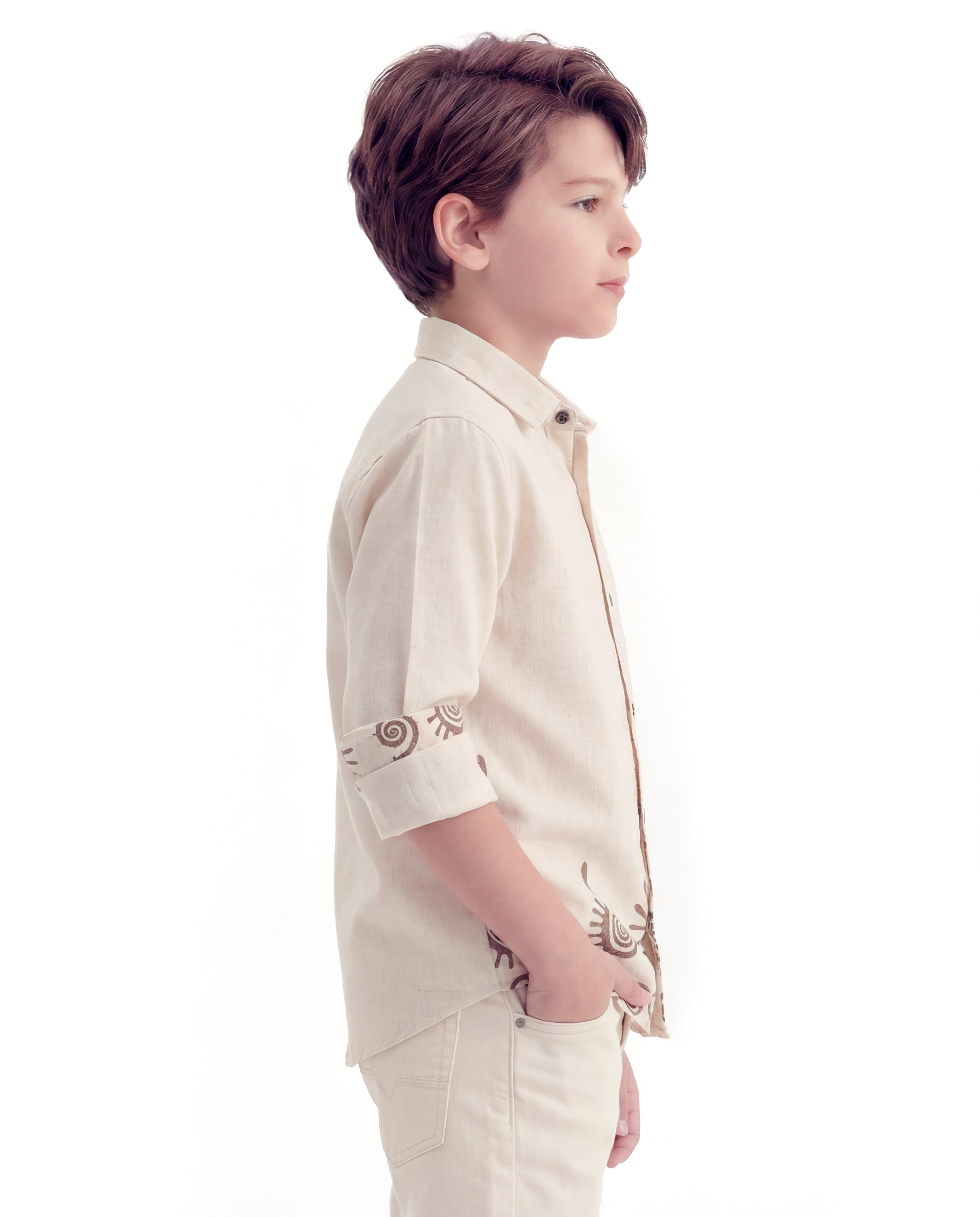 Spiral Motif Textured Shirt