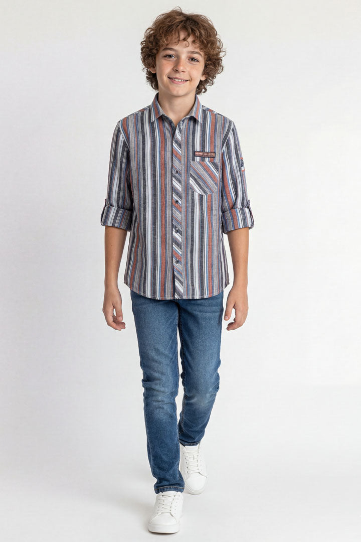 Smart striped button-down shirt