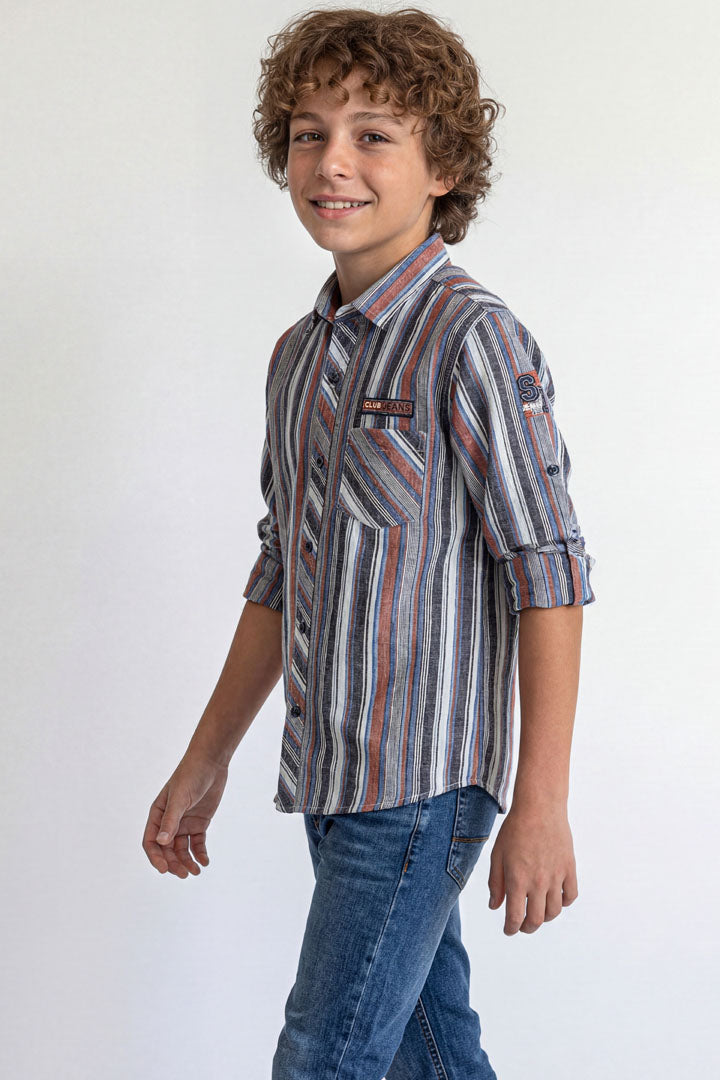 Smart striped button-down shirt