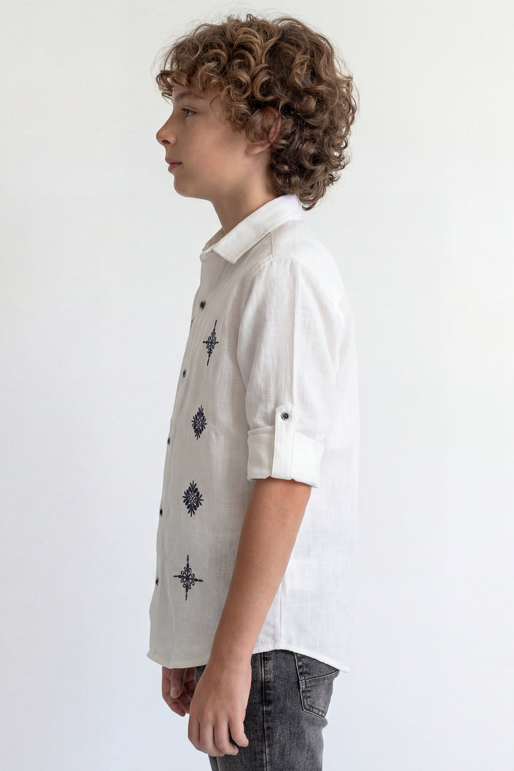 Boys' long sleeve embroidered shirt