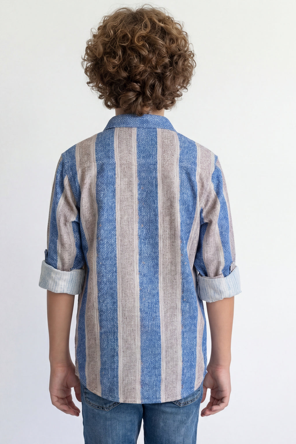 Boys' casual long sleeves striped shirt