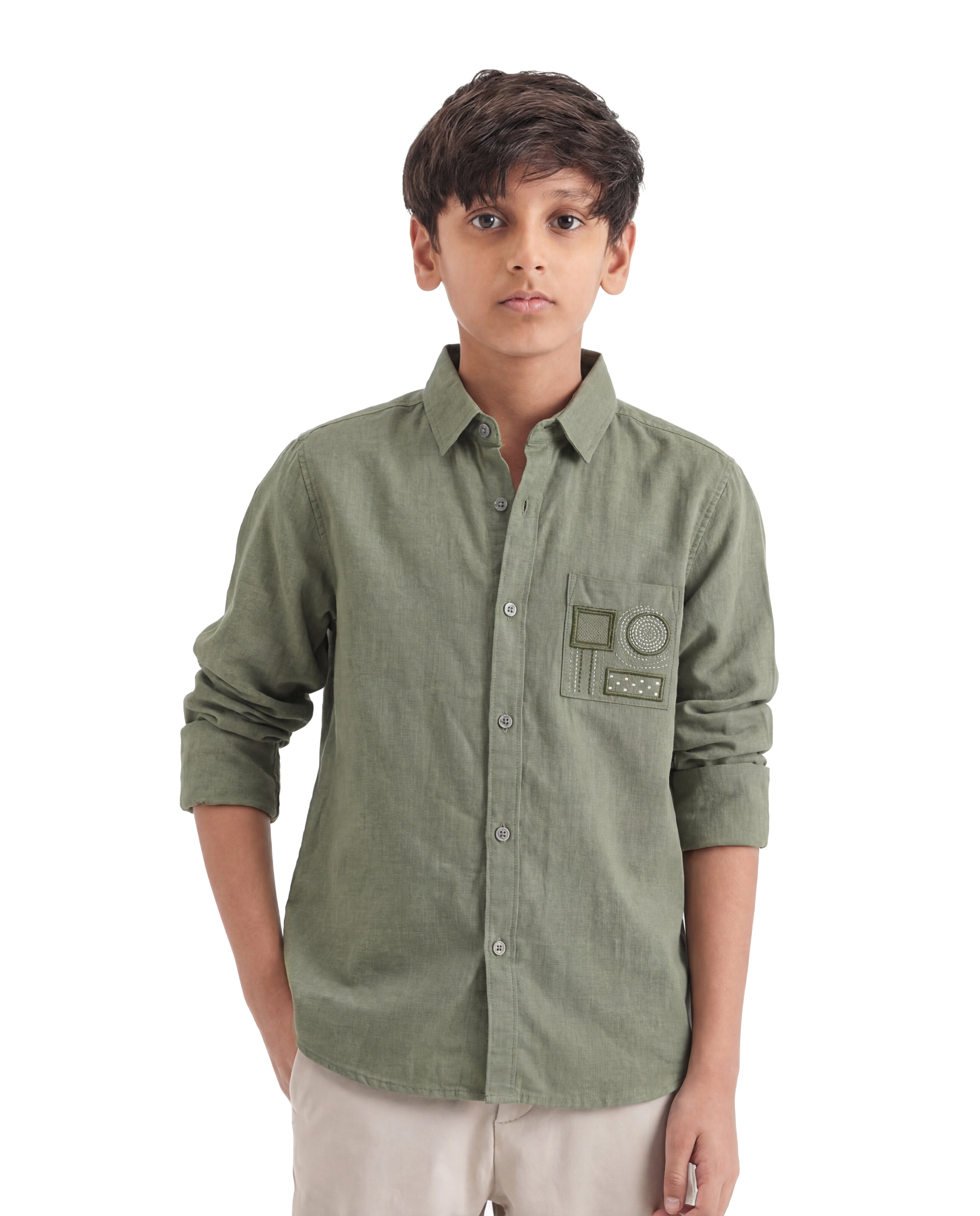 Geometric pattern Embroidered Shirt