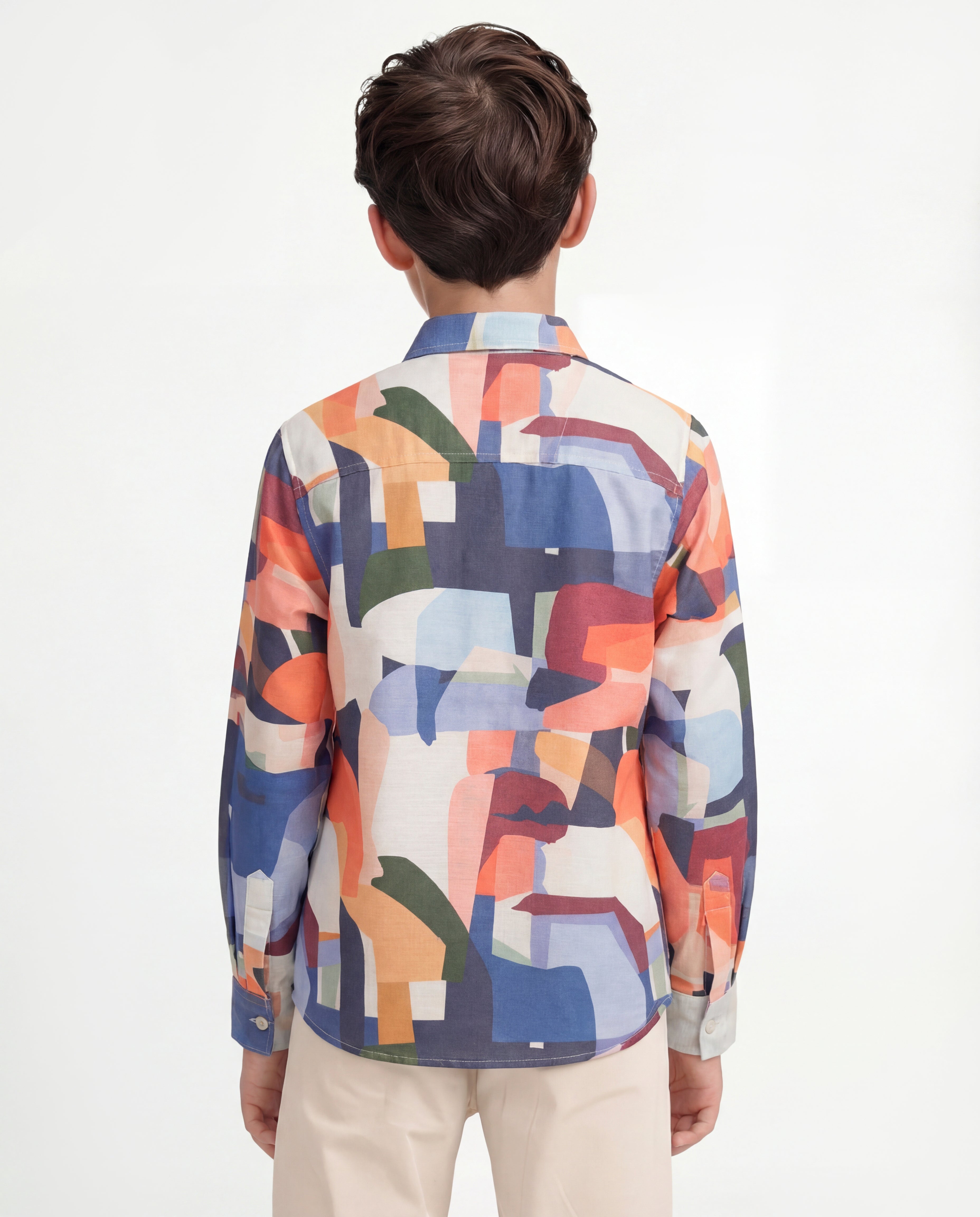 Boys Abstract Print Cotton Shirt – Multi-color Casual Wear