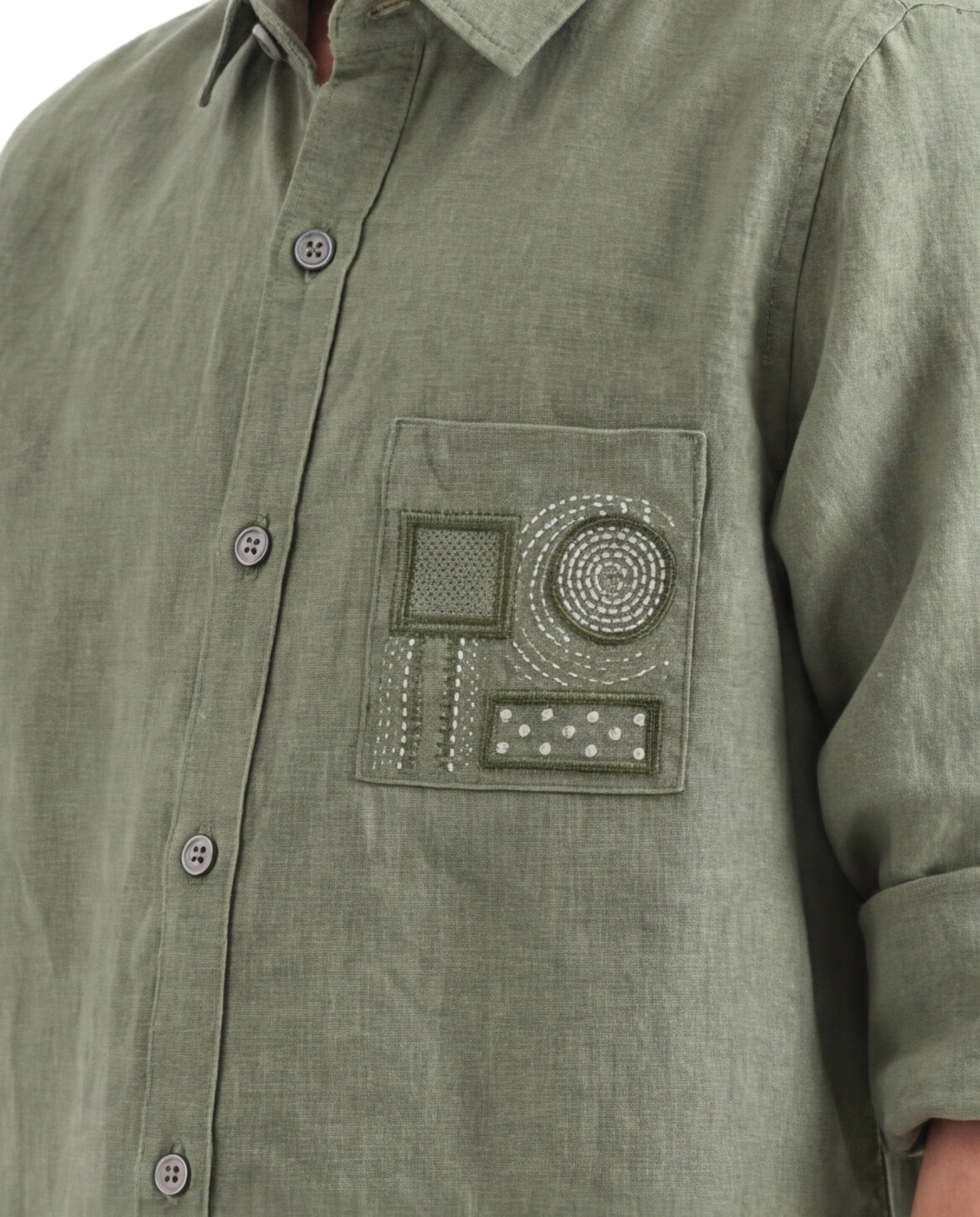 Geometric pattern Embroidered Shirt