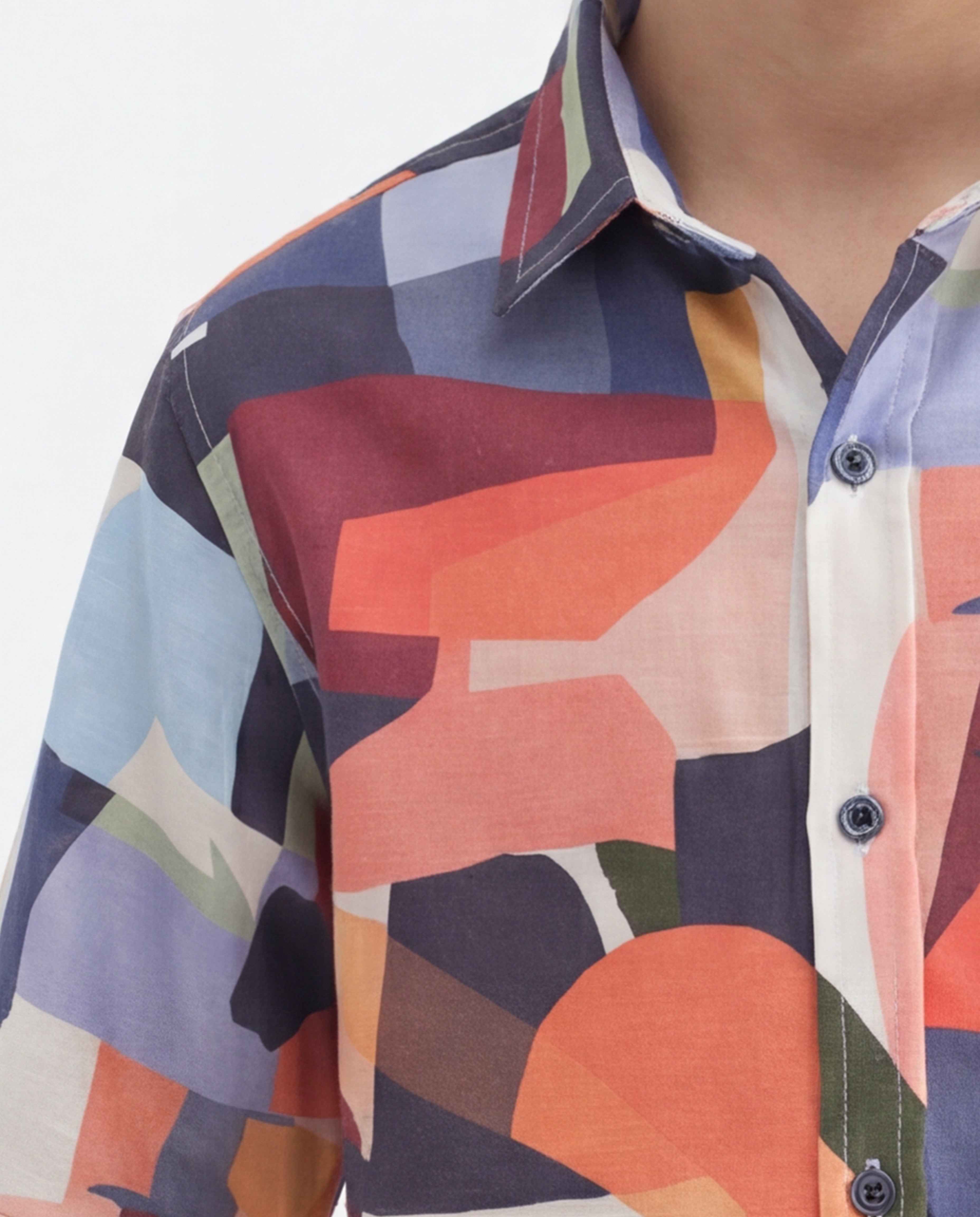 Boys Abstract Print Cotton Shirt – Multi-color Casual Wear