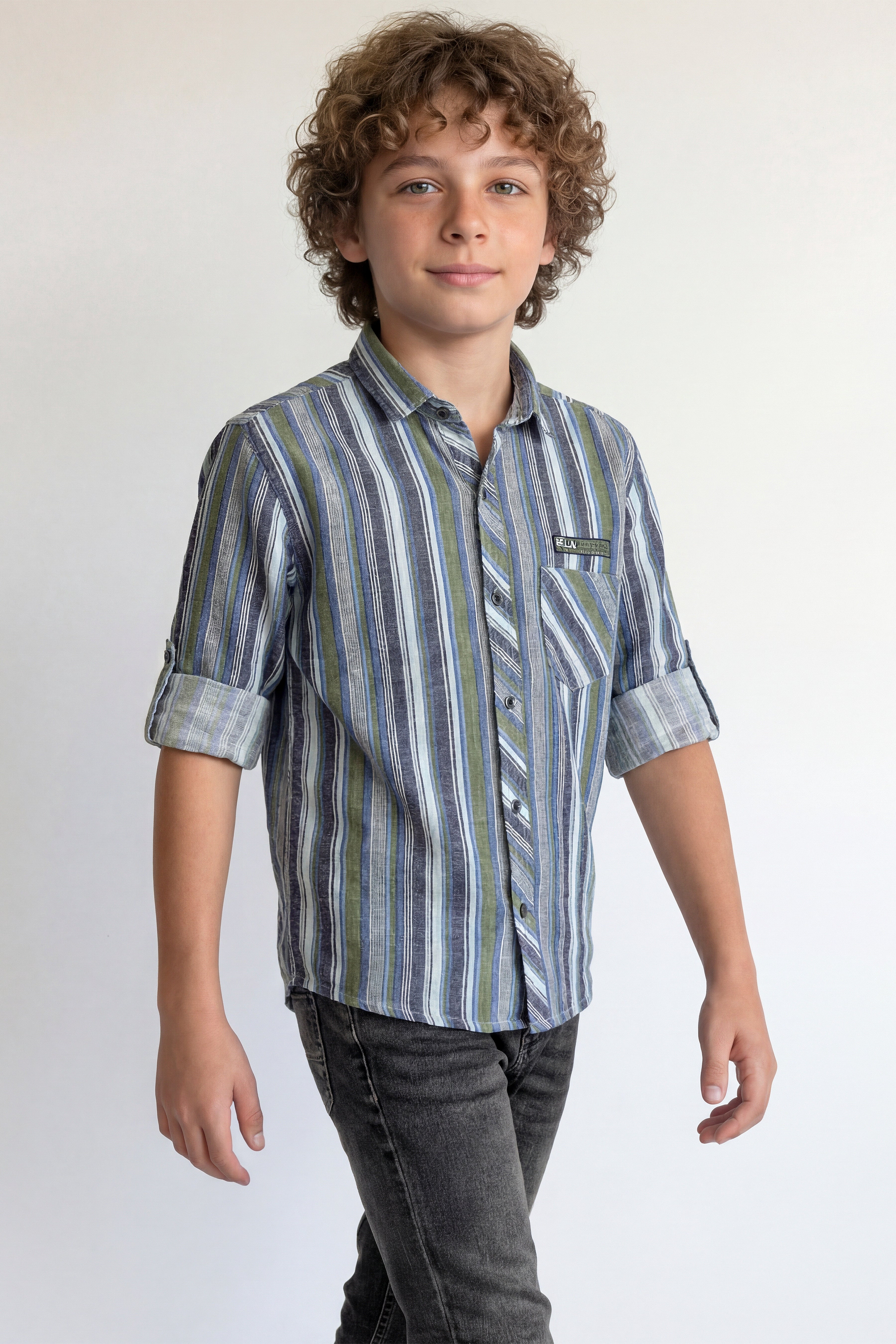 Smart striped button-down shirt