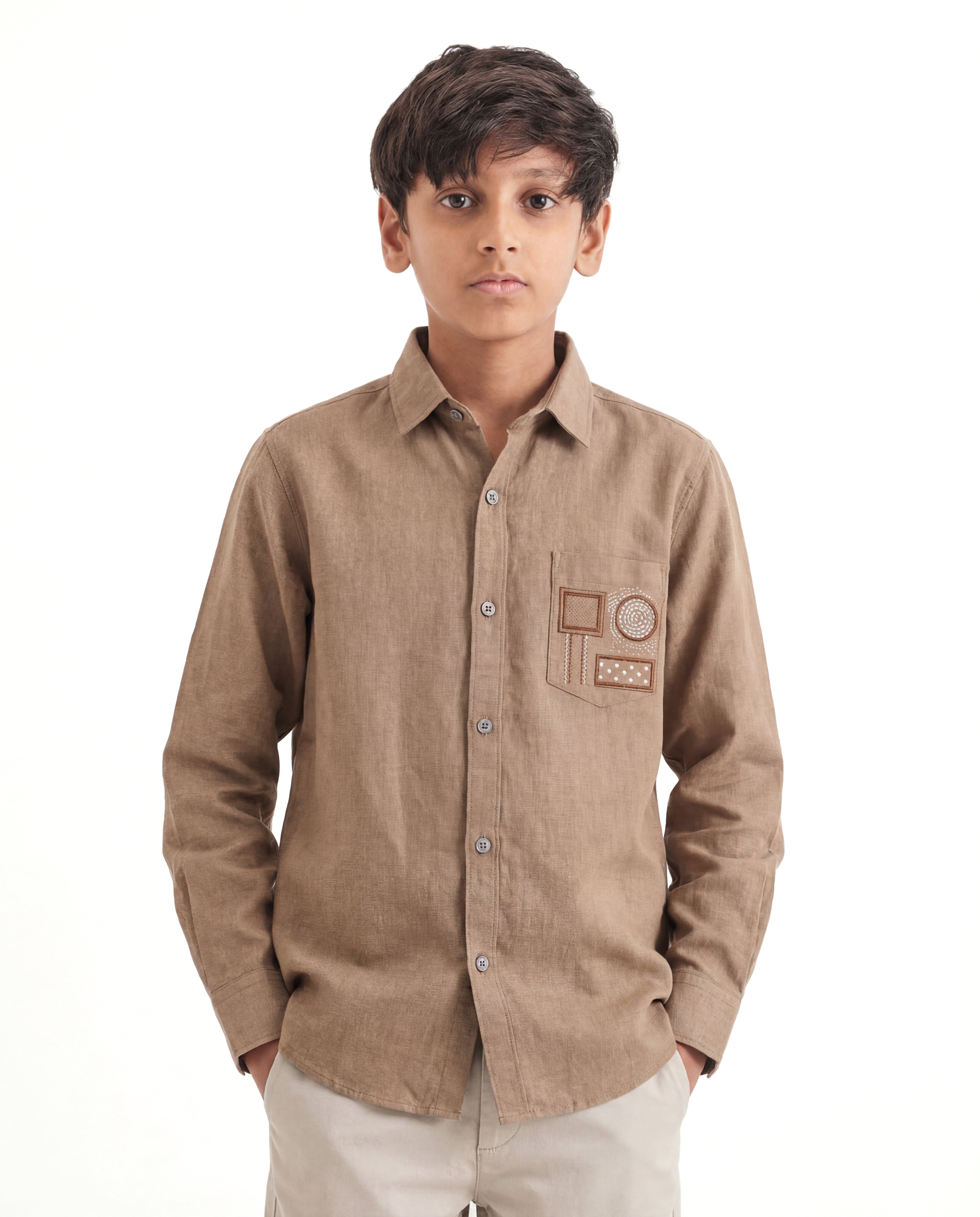 Geometric pattern Embroidered Shirt