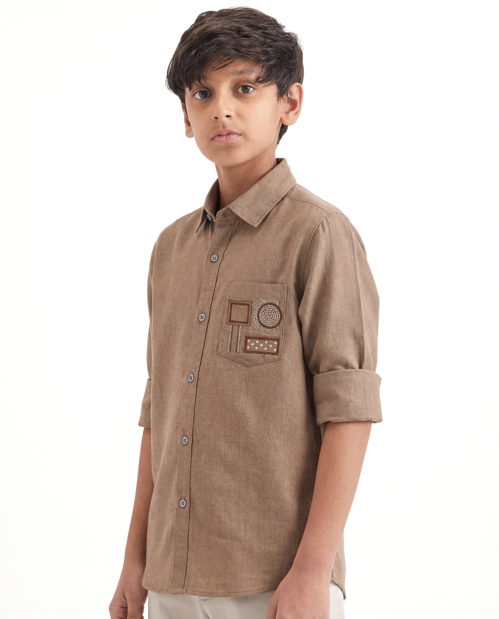 Geometric pattern Embroidered Shirt