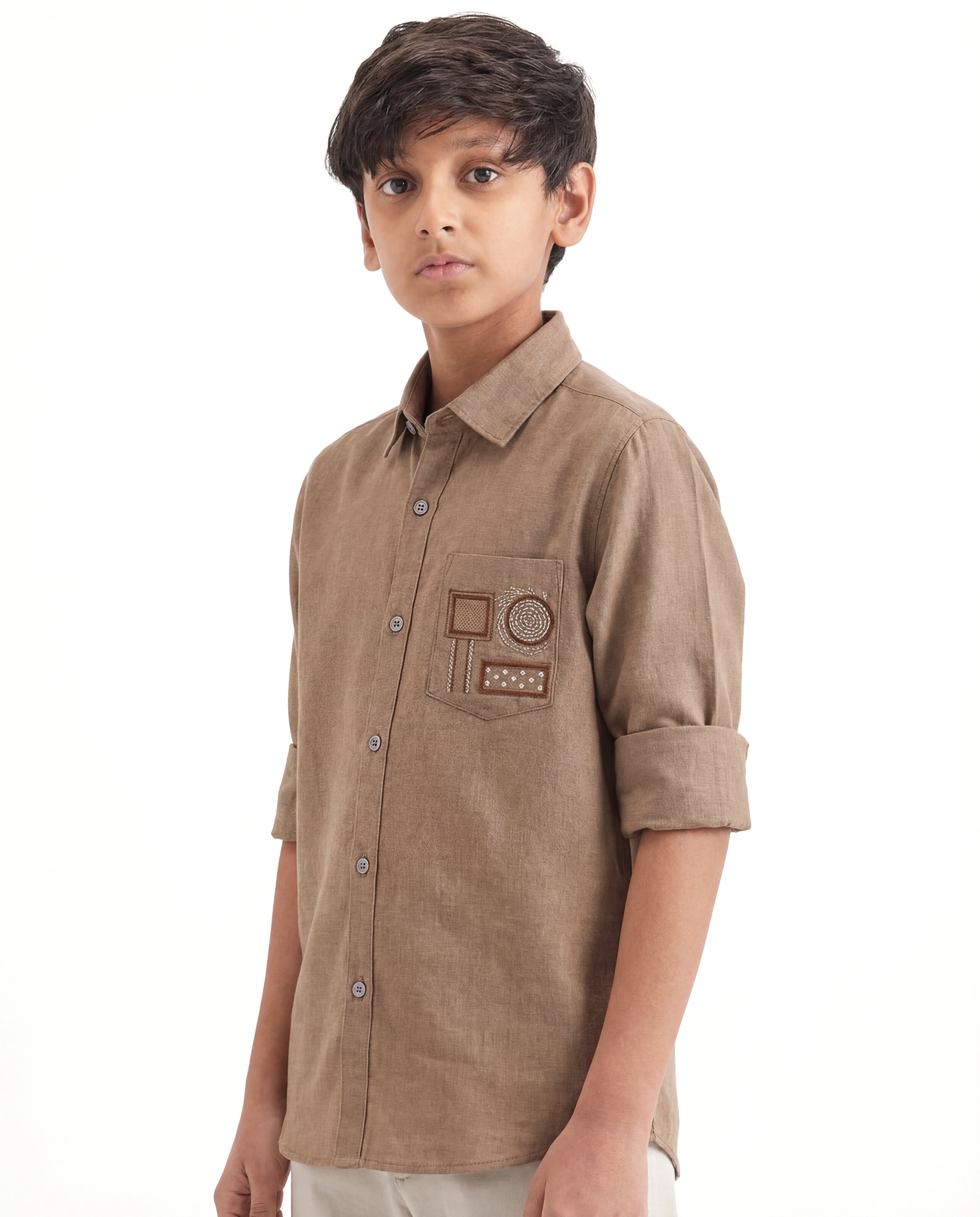 Geometric pattern Embroidered Shirt