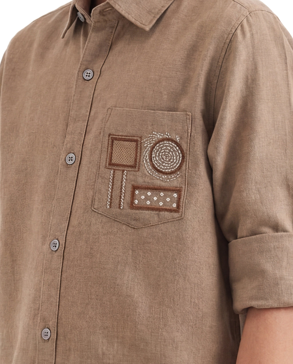 Geometric pattern Embroidered Shirt