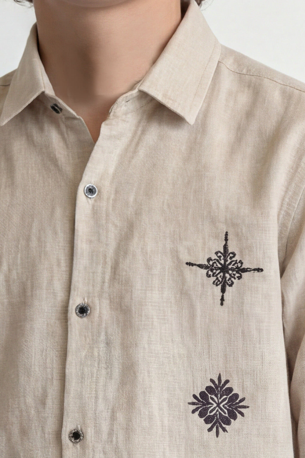 Boys' long sleeve embroidered shirt
