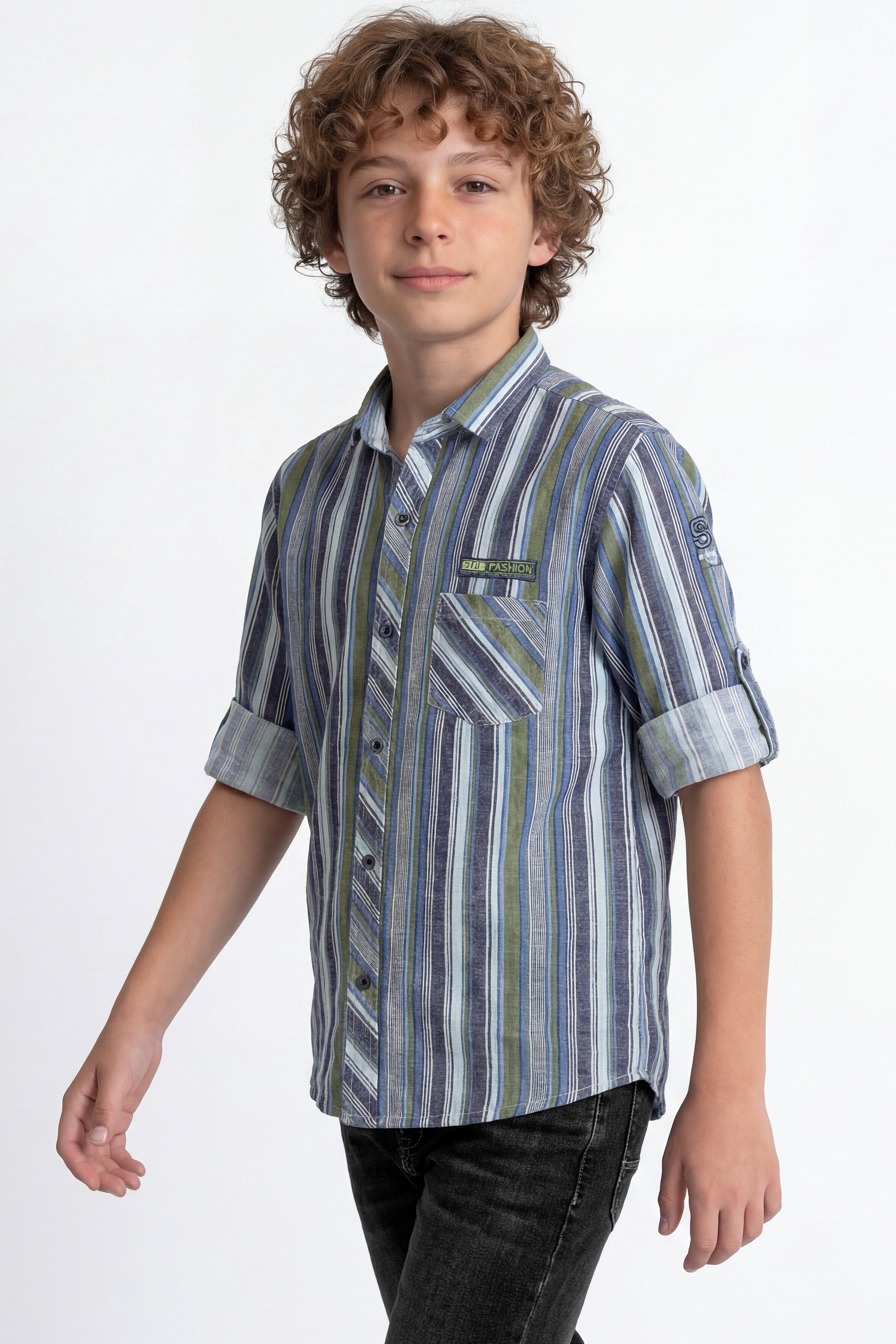 Smart striped button-down shirt