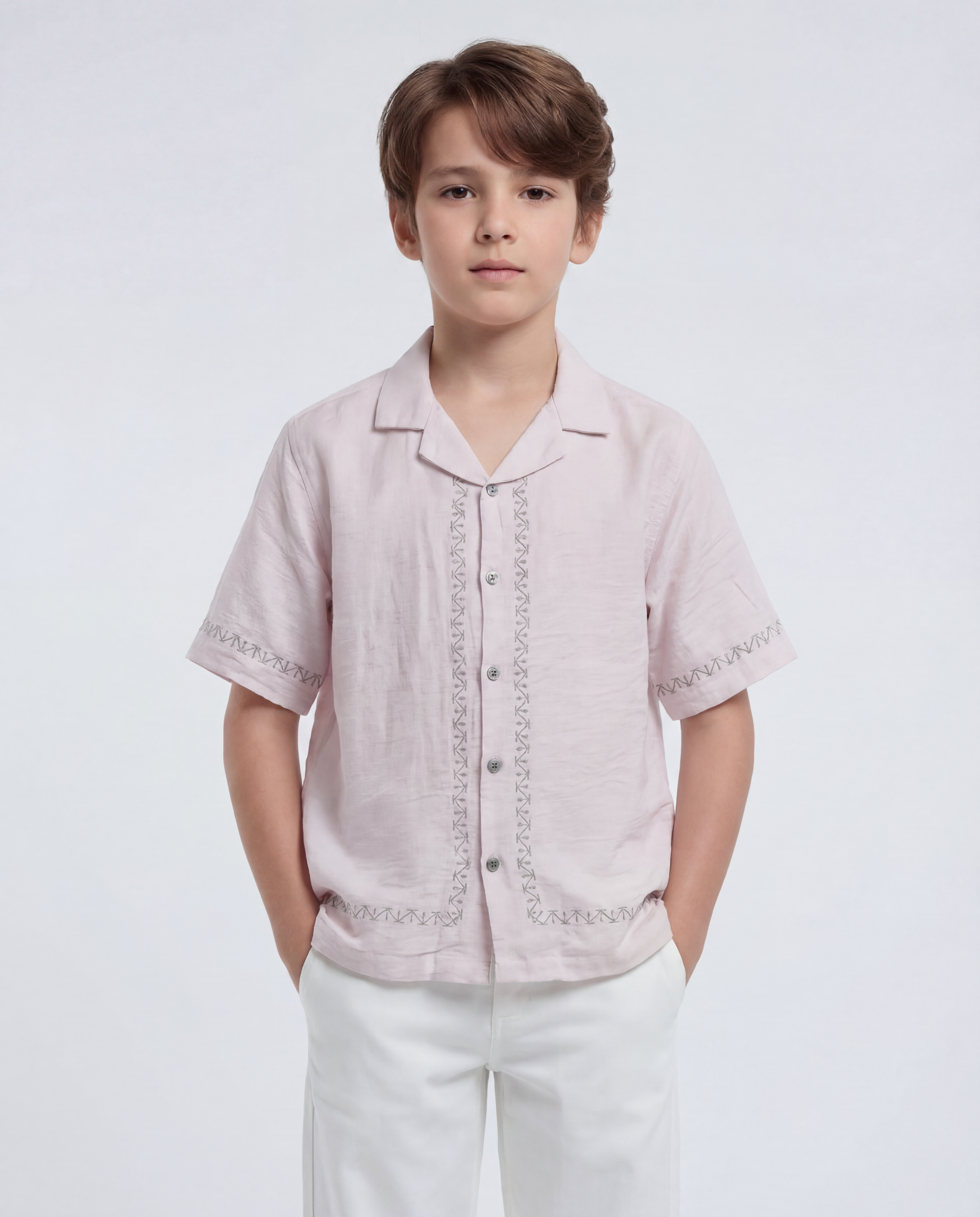 Boys' breezy short-sleeve Cuban shirt