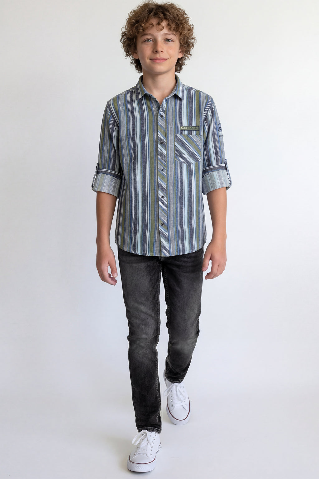 Smart striped button-down shirt