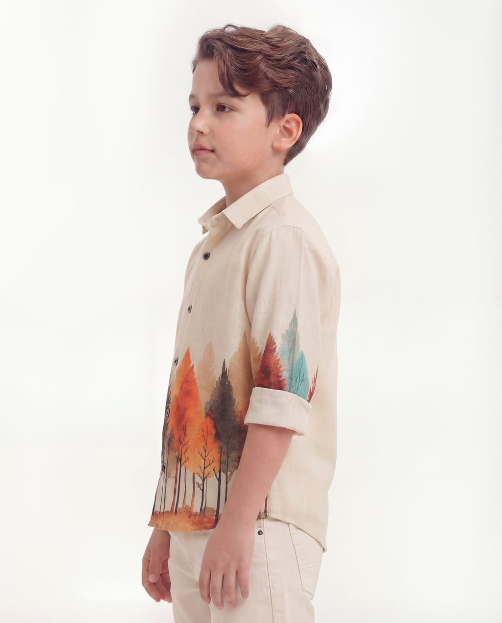 Boys Nature Print Cotton Shirt